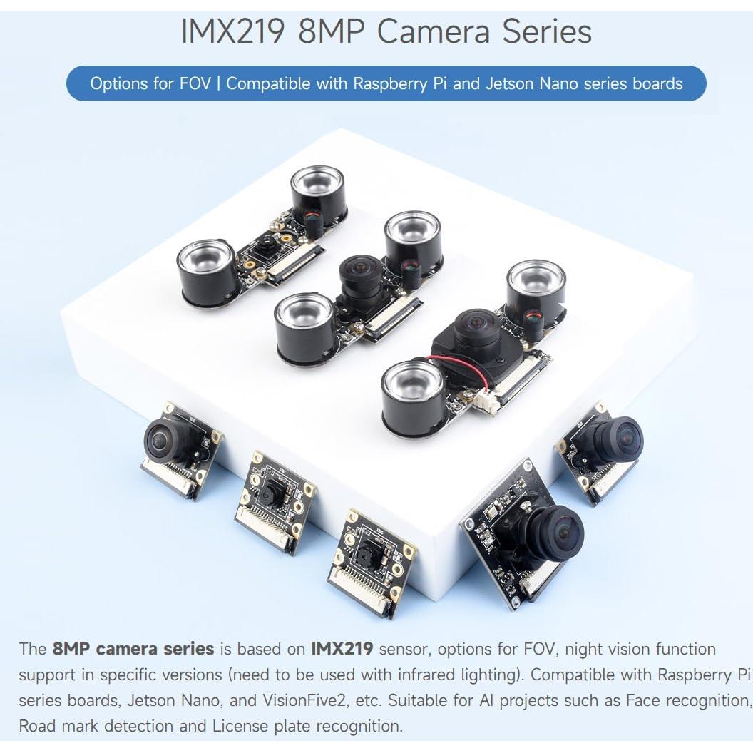 Cámara IMX219-160 Waveshare 8MP 160° FOV para Raspberry Pi 5