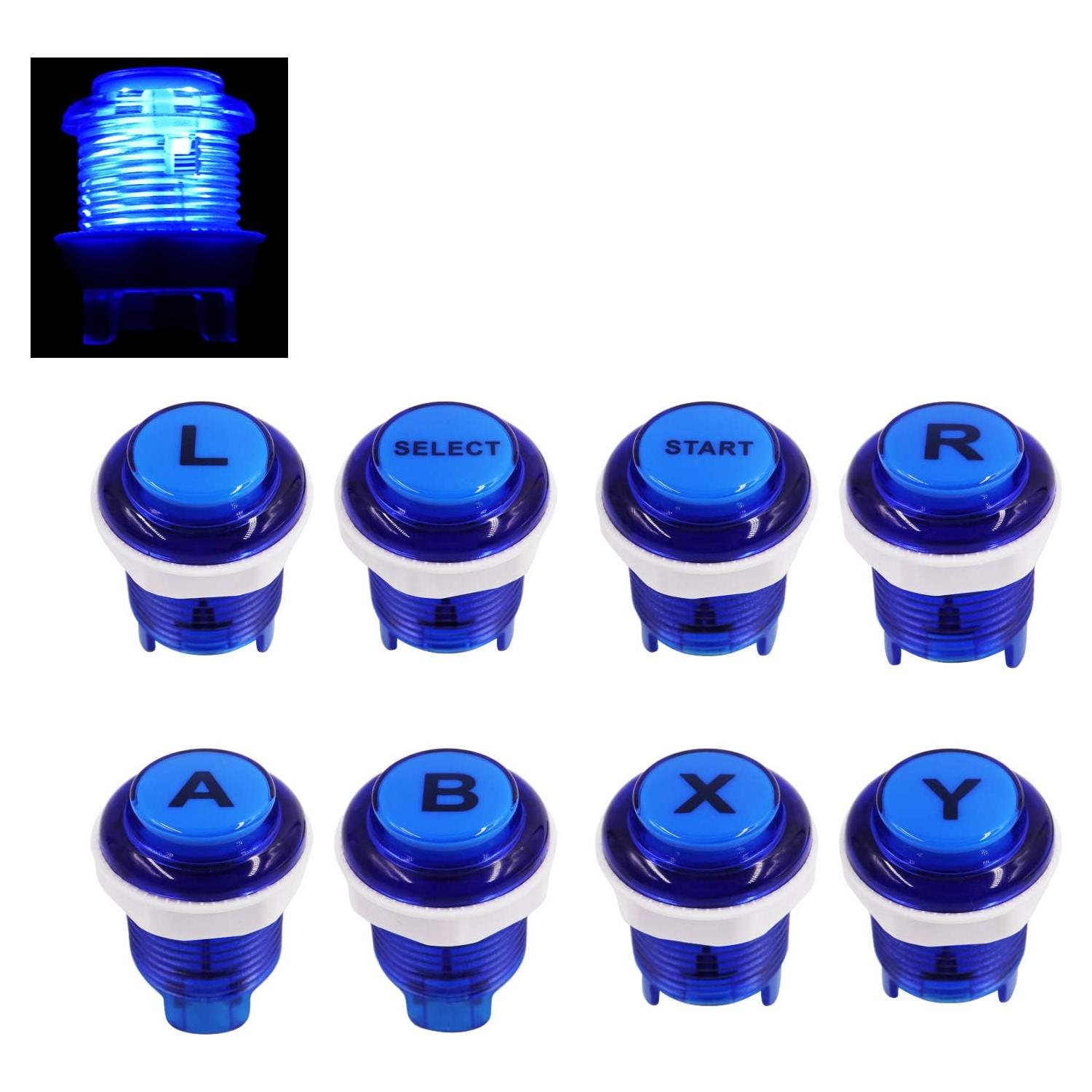 8 Botones LED Arcade SJ@JX Azul Cherry MX para PC