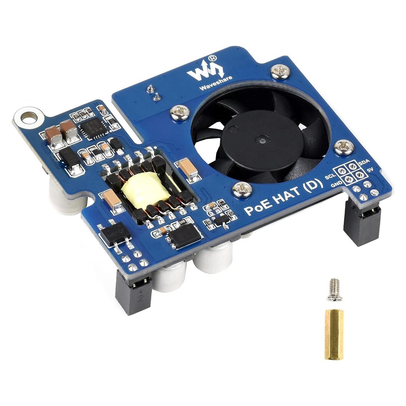 PoE HAT D Waveshare para Raspberry Pi 4B/3B+, 5V 2.5A