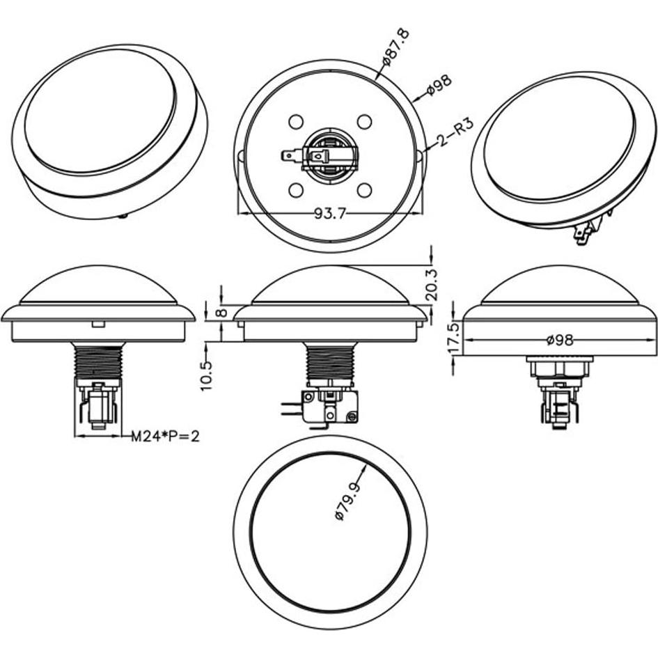 Botón de Arcade LED 100mm EG STARTS Blanco para DIY