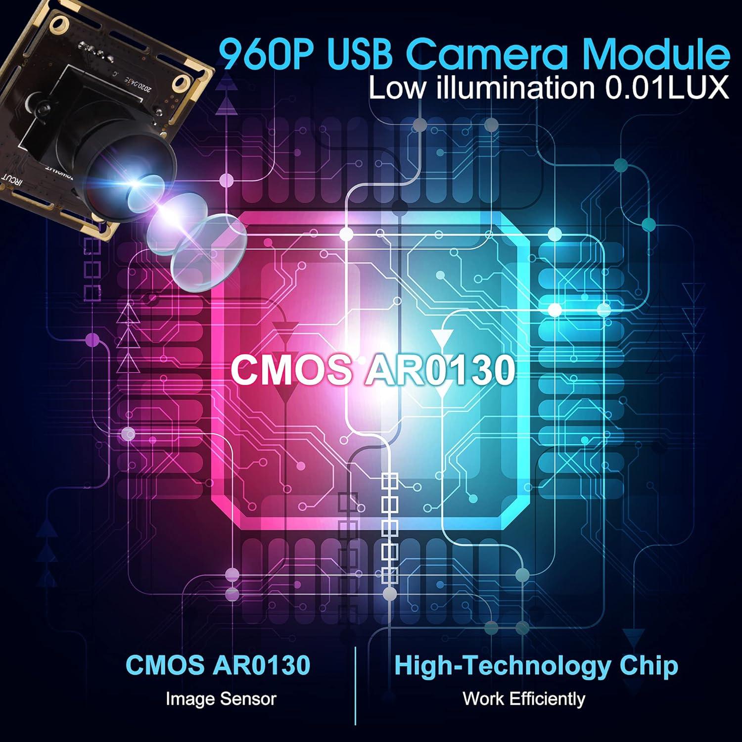 Módulo de Cámara USB Fisheye ELP 1.3MP 960P 0.01Lux