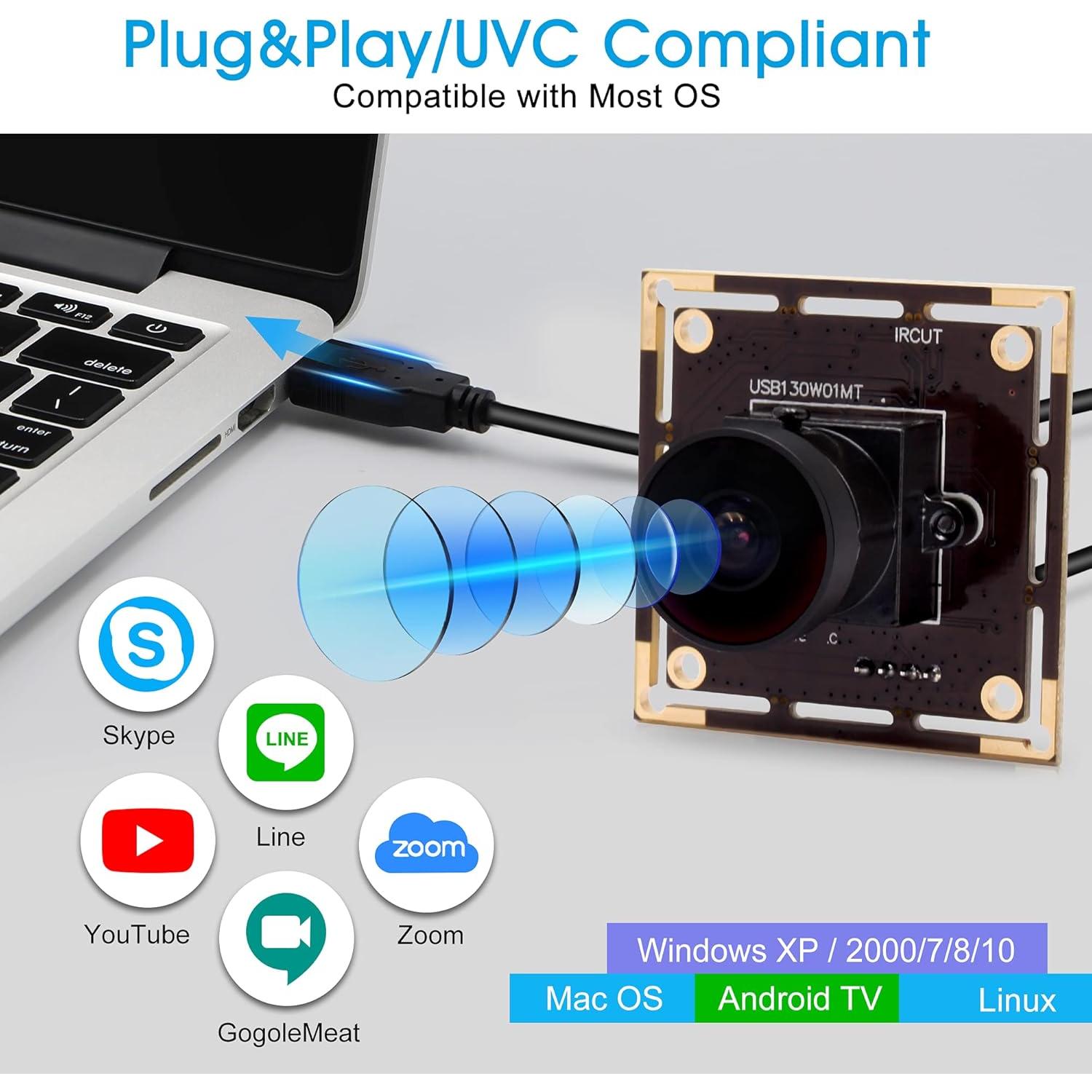 Módulo de Cámara USB Fisheye ELP 1.3MP 960P 0.01Lux