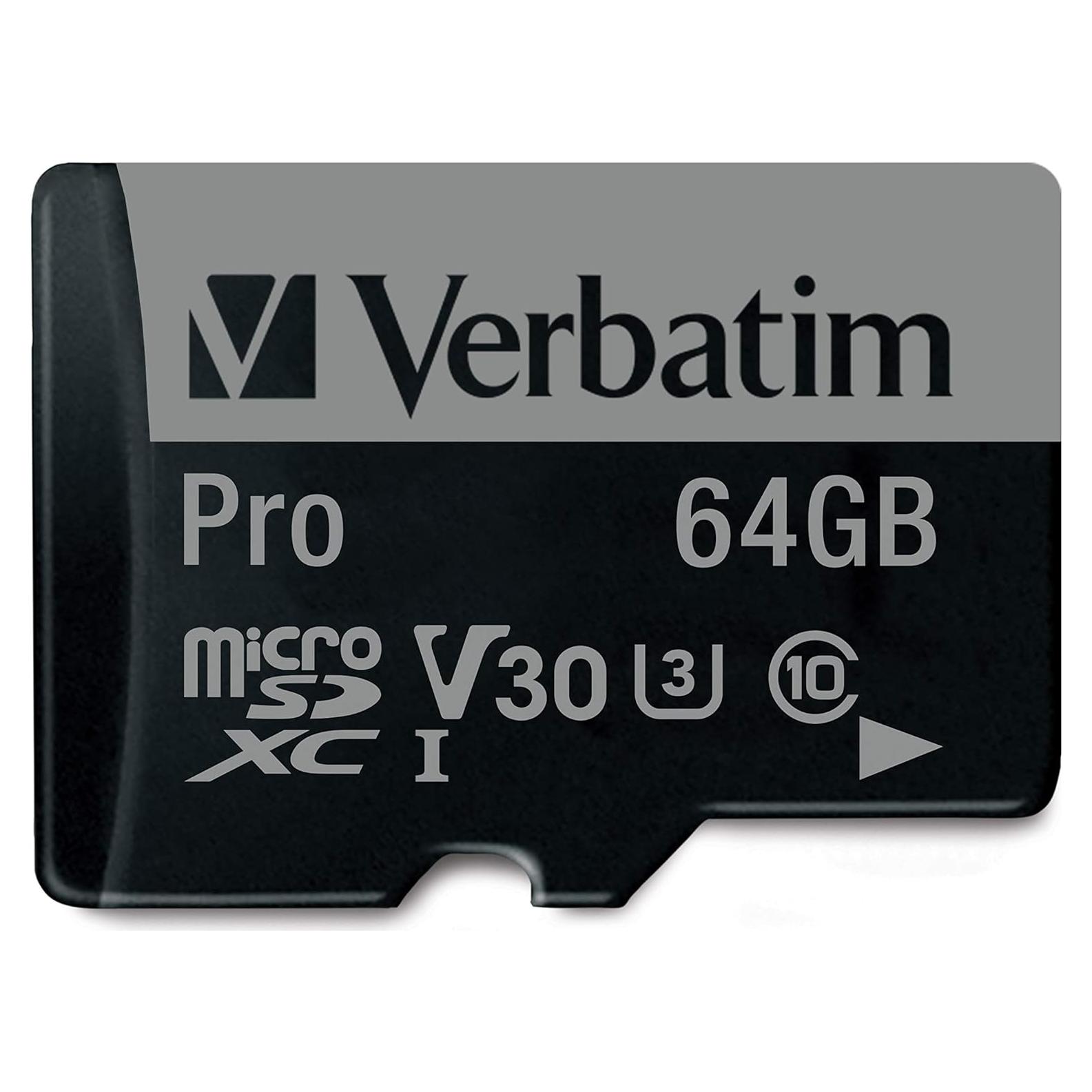 Tarjeta de Memoria Verbatim 64GB Pro microSDXC UHS-I V30