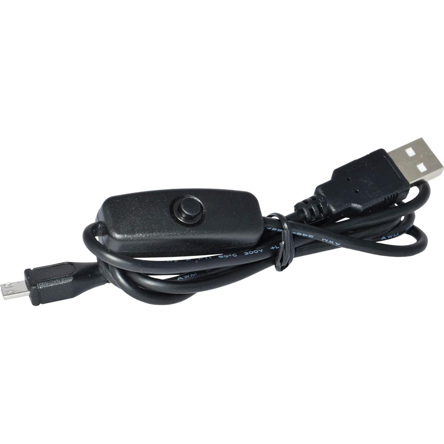 Cable Micro USB JacobsParts 3A con Interruptor para Raspberry Pi