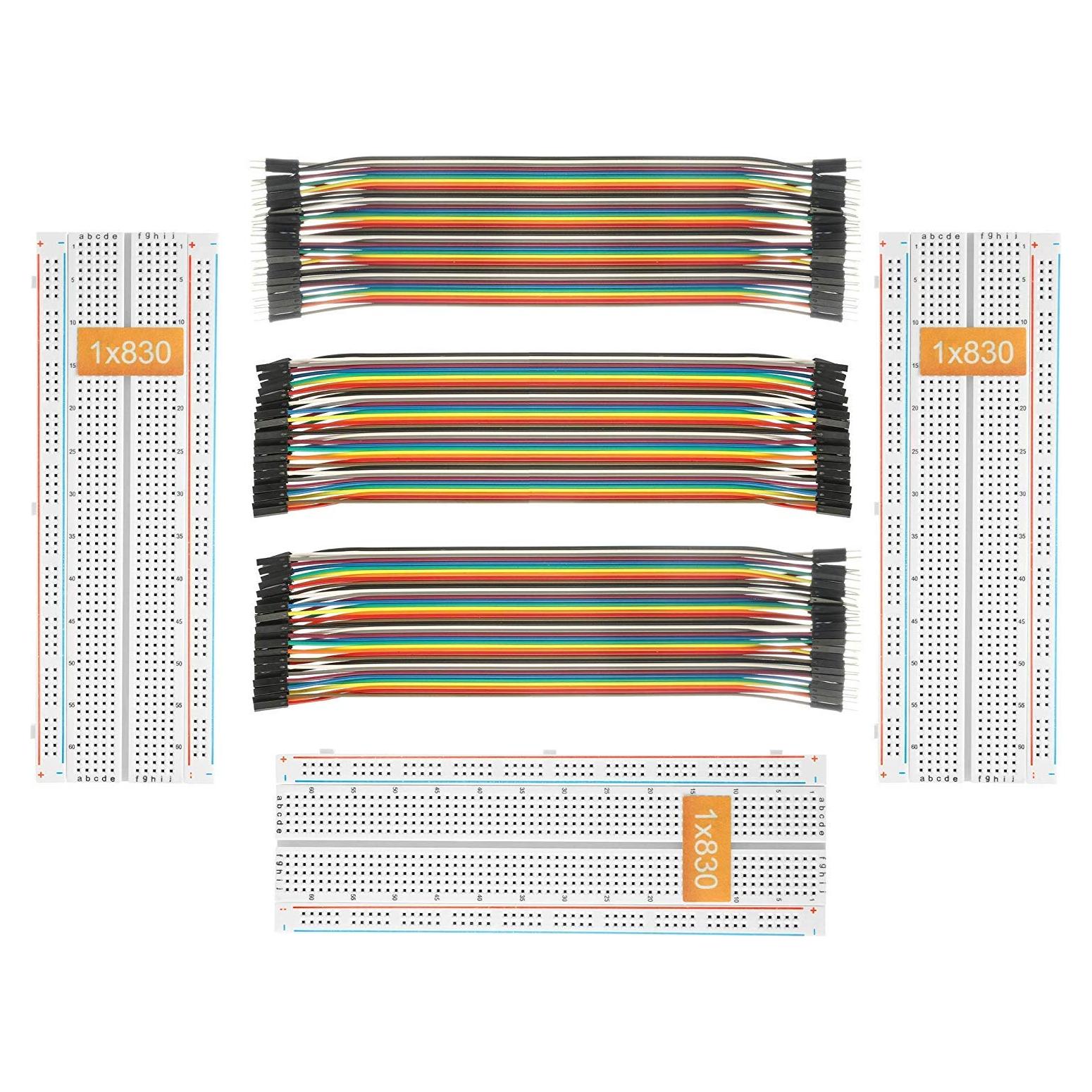 Kit de Cables Puente y Protoboard Deyue 830 Puntos
