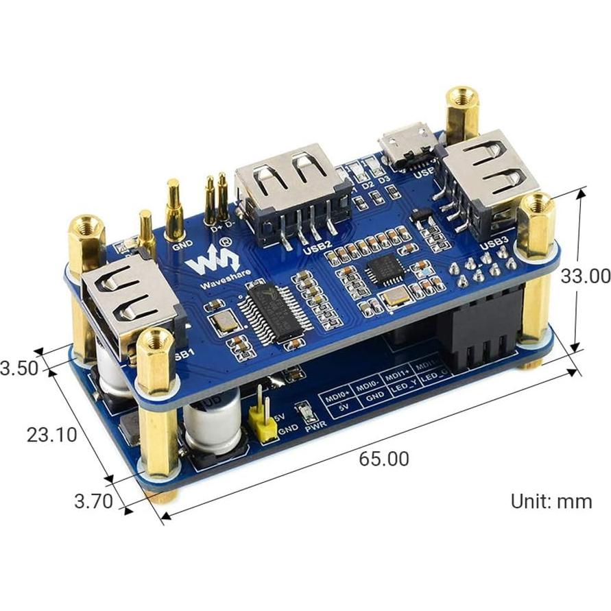 HAT PoE Ethernet USB HUB Coolwell para Raspberry Pi Zero
