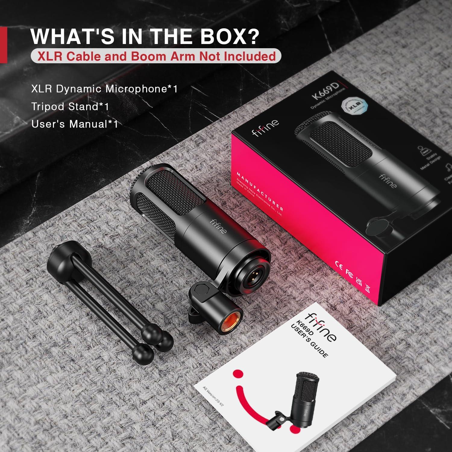 Micrófono Dinámico XLR FIFINE K669D para Podcast y Streaming