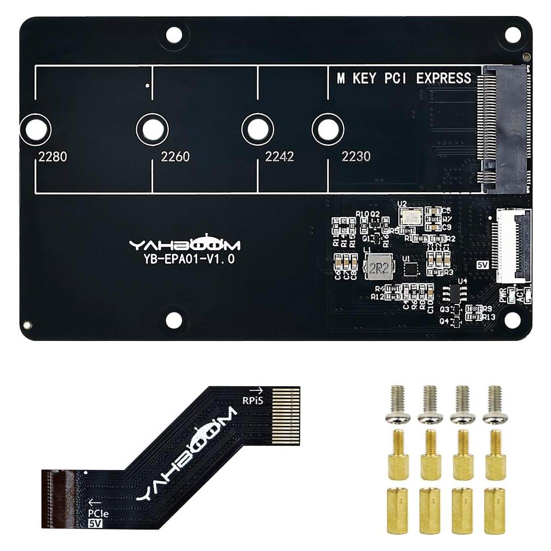 Adaptador Yahboom PCIe a M.2 para Raspberry Pi 5 - Soporta SSD 2230-2280