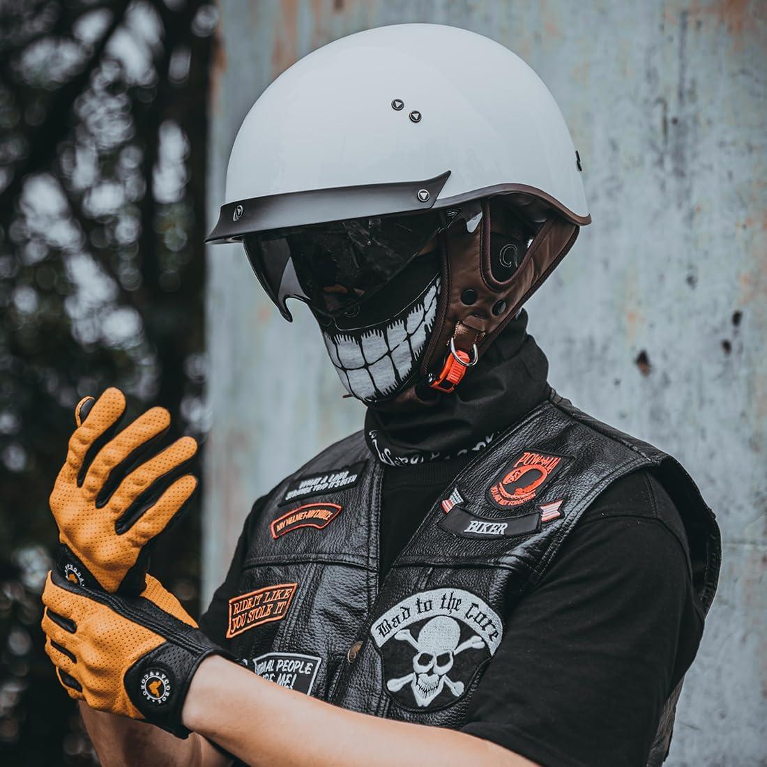 Casco de motocicleta VCOROS F-07 Blanco M con visera solar