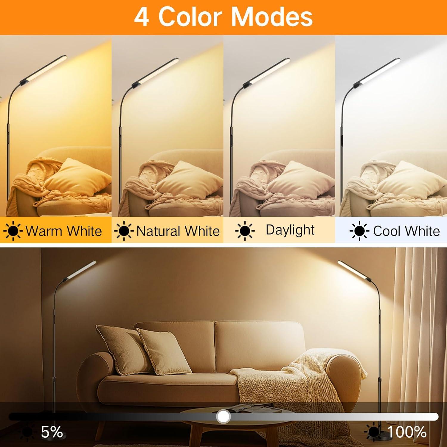 Lámpara de Pie LED OUTON 15W 1500LM Ajustable Negro