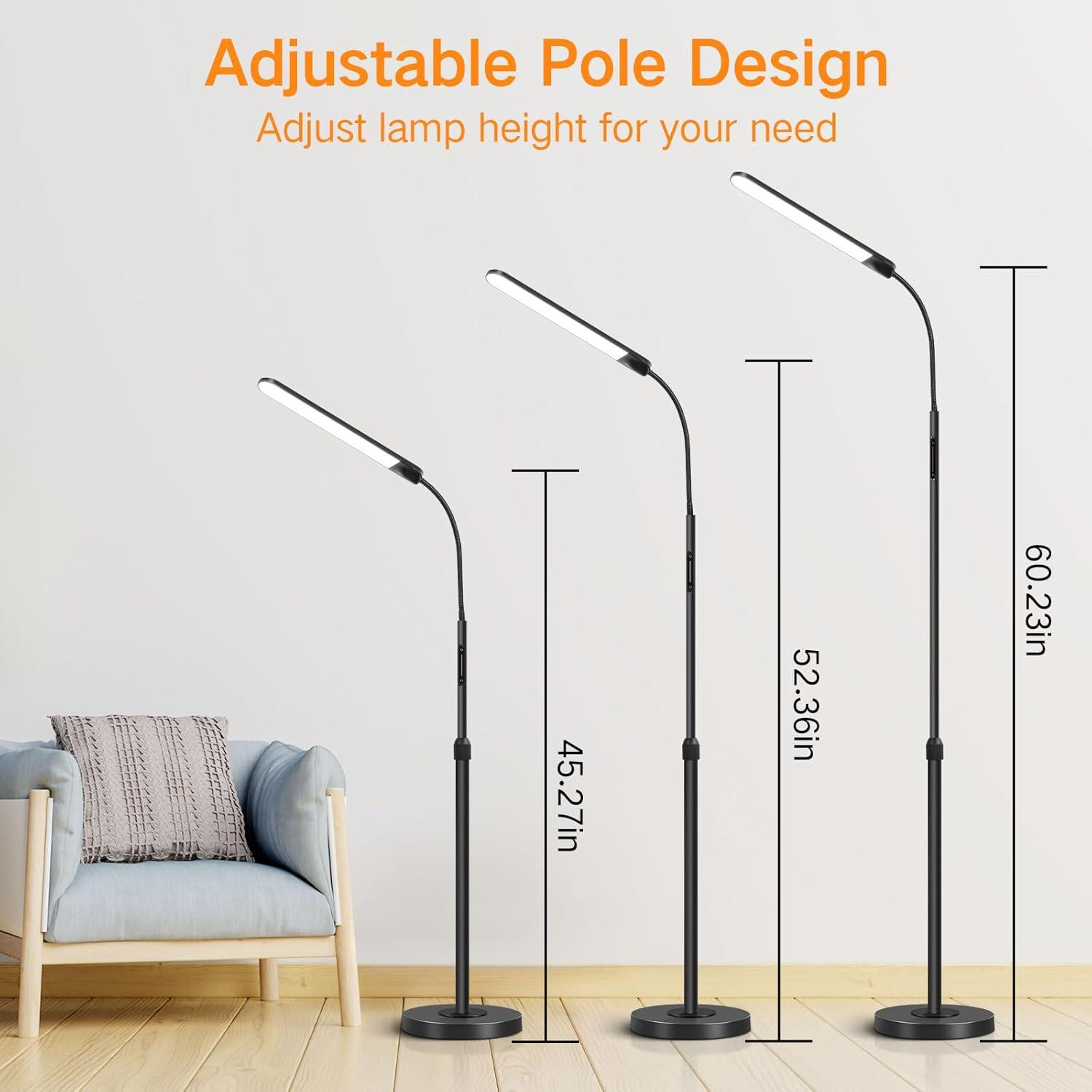 Lámpara de Pie LED OUTON 15W 1500LM Ajustable Negro