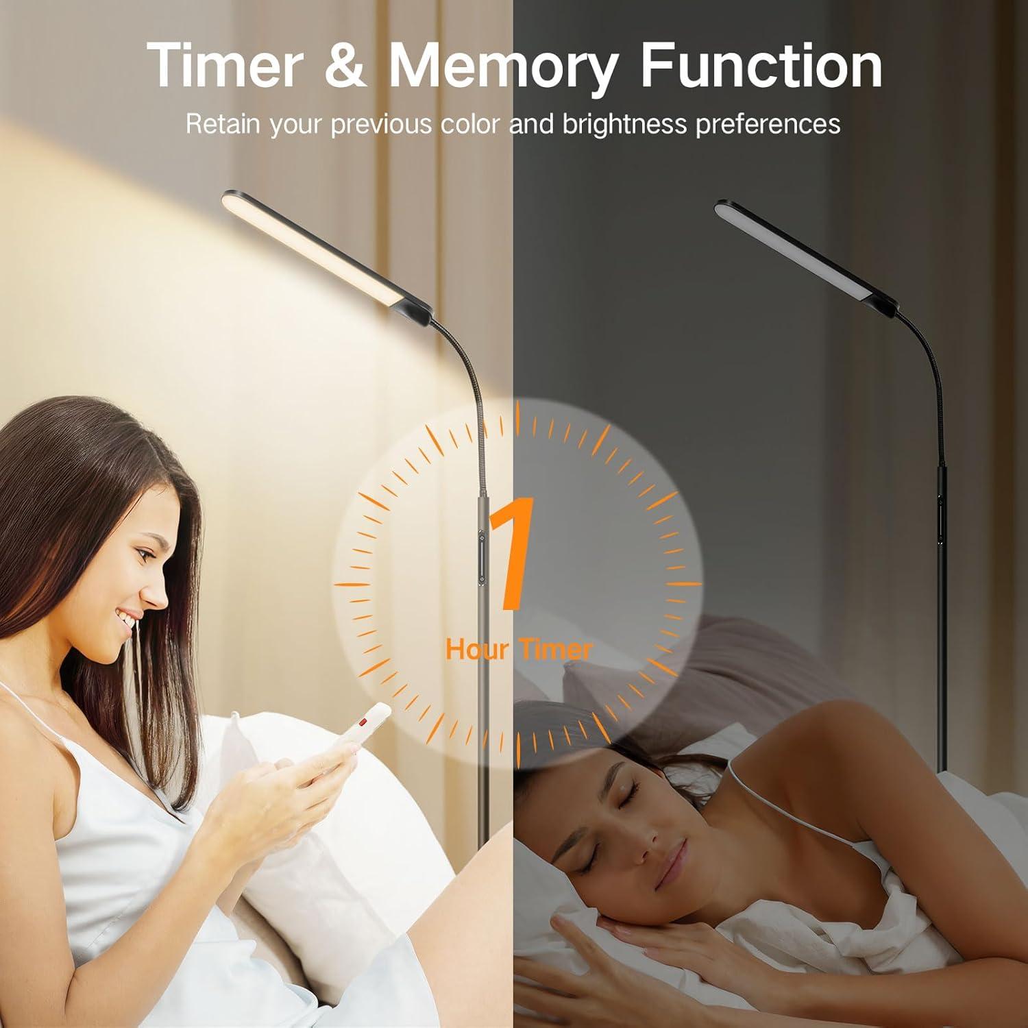 Lámpara de Pie LED OUTON 15W 1500LM Ajustable Negro