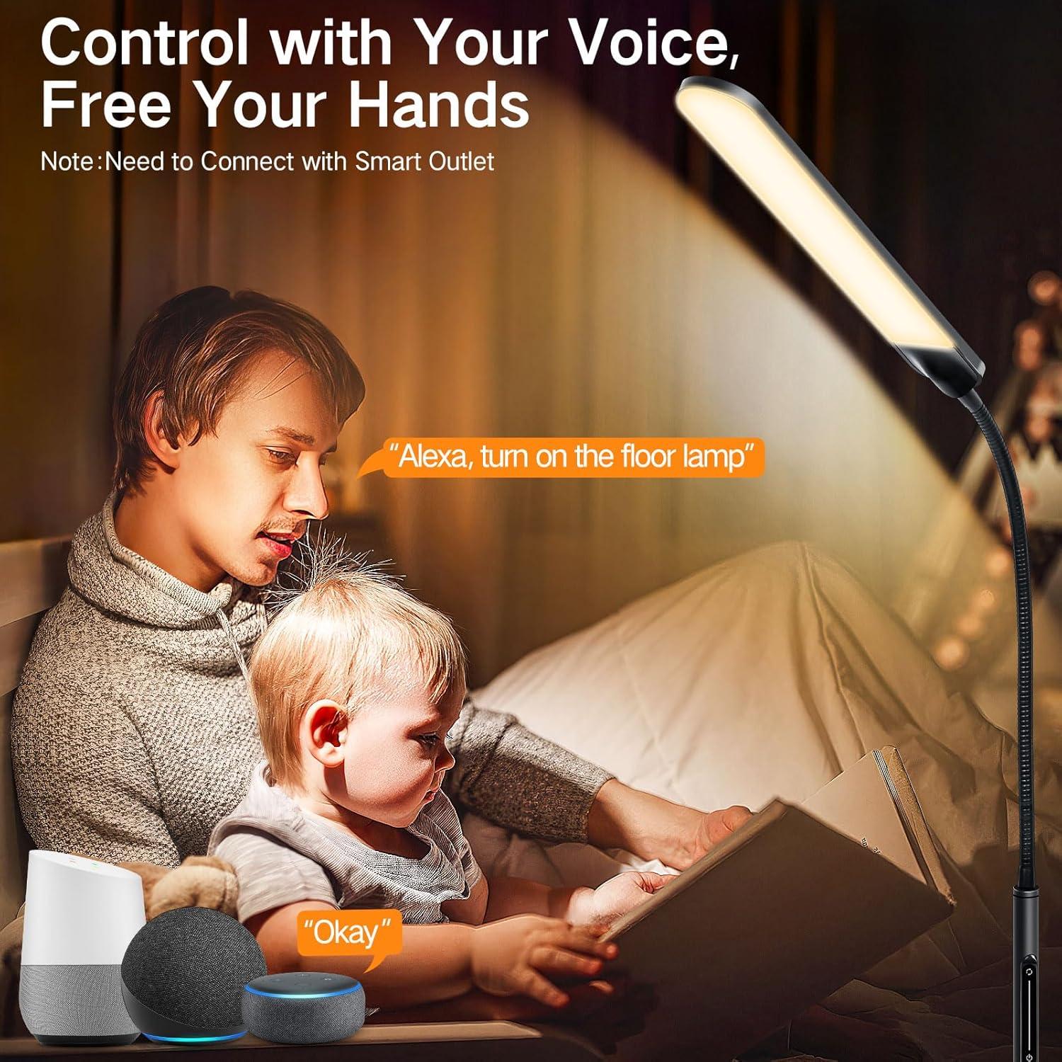 Lámpara de Pie LED OUTON 15W 1500LM Ajustable Negro