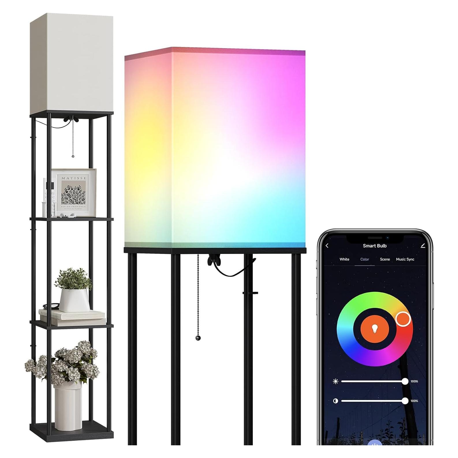 Lámpara de Pie SUNMORY RGB con Estantes y Control APP
