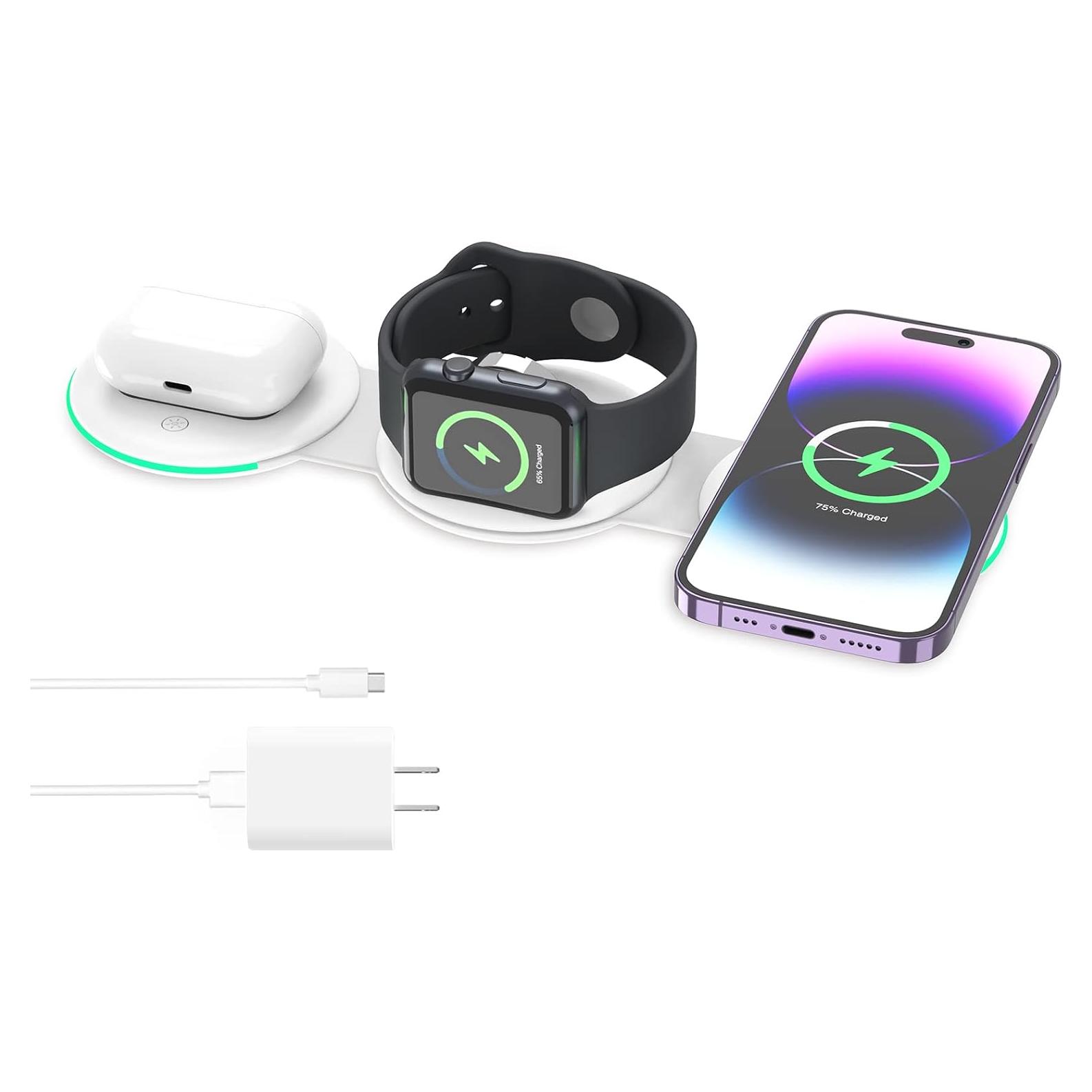Cargador Inalámbrico 3 en 1 Criacr Plegable para iPhone y Apple Watch