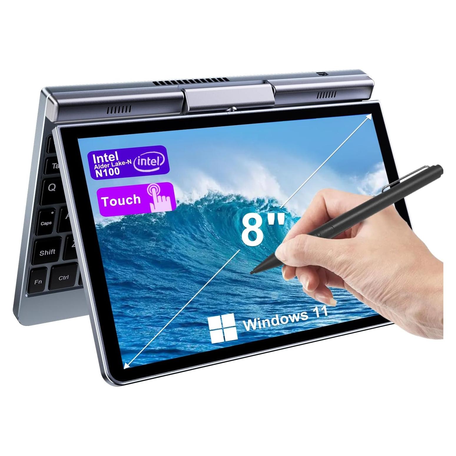 Laptop Mini 2-en-1 Crelander 8" Táctil 12GB 1TB SSD