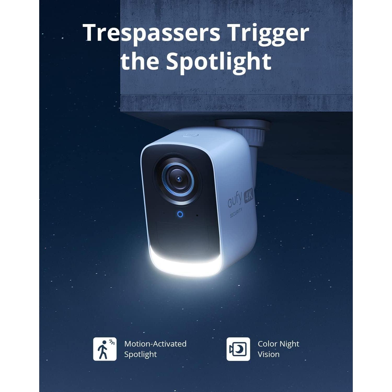 eufy Security eufyCam 3C 4-Cam Kit, Security Camera Outdoor Wireless, 4K Camera, Expandable Local Storage up to 16TB, Face Recognition AI, Spotlight, Color Night Vision, No Monthly Fee (Renewed)