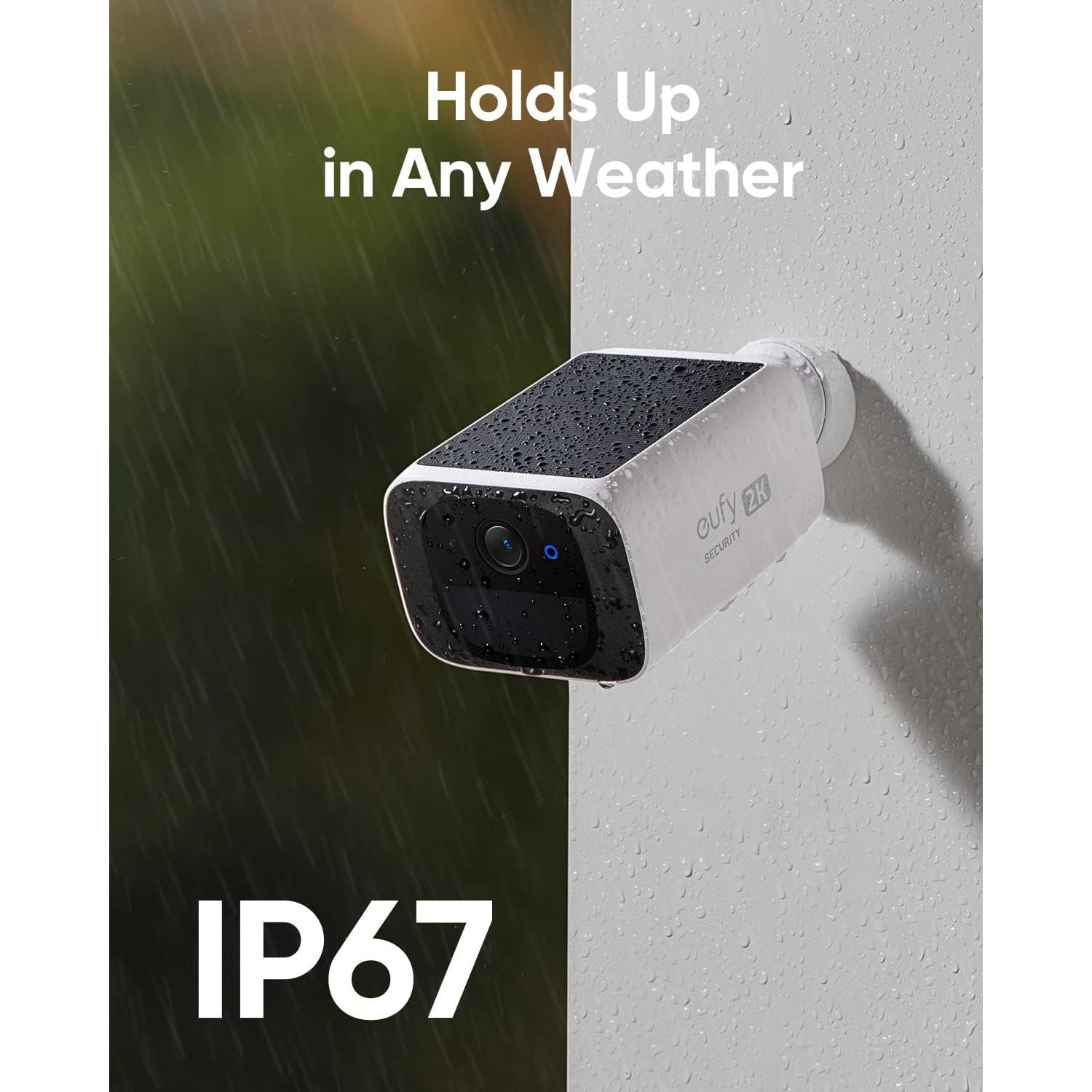 eufy Security SoloCam S220, Solar Security Camera, Wireless Outdoor Camera, Continuous Power, 2K Resolution, Wireless, 2.4 GHz Wi-Fi, No Monthly Fee, HomeBase 3 Compatible (Renewed)