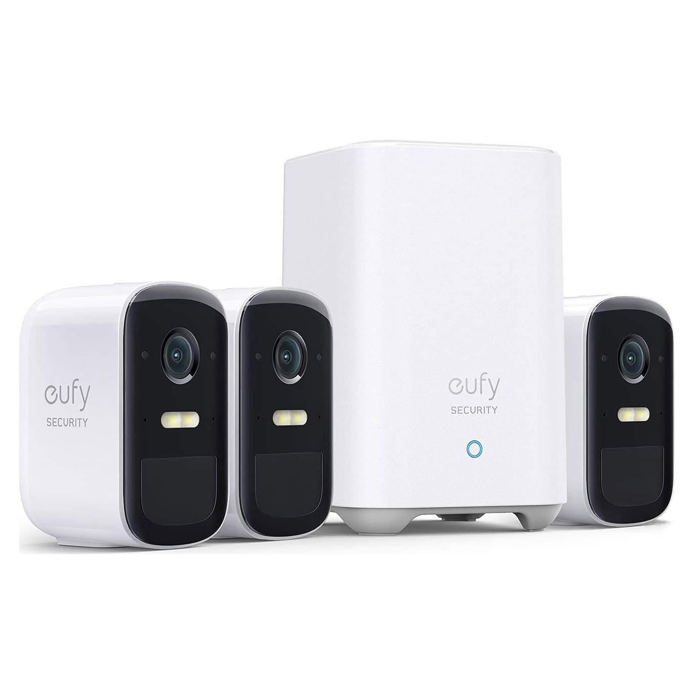 eufy Security, eufyCam 2C Pro 3-Cam Kit, Wireless Home Security System with 2K Resolution, 180-Day Battery Life, HomeKit Compatibility, IP67, Night Vision, and No Monthly Fee. (Renewed)