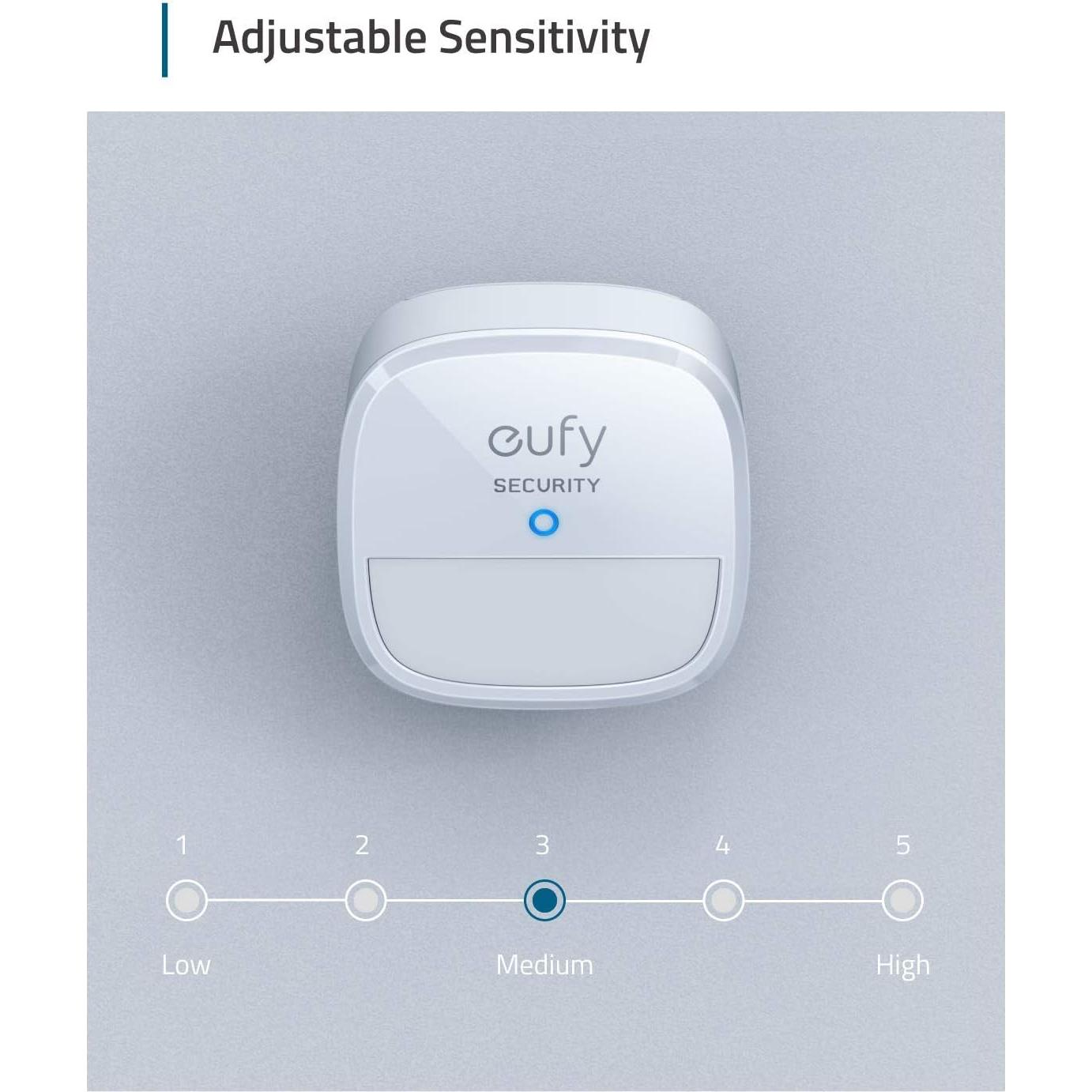 eufy Security Home Alarm System Motion Sensor, 100° Coverage, 30ft Detection Range, 2-Year Battery Life, Requires eufy Security HomeBase, Links with HomeBase-Connected Devices (Renewed)