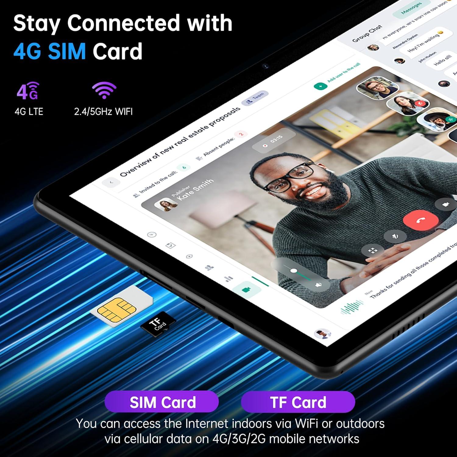 Tableta Android 14 Topsand 10.1" 10GB RAM 32GB SIM GPS