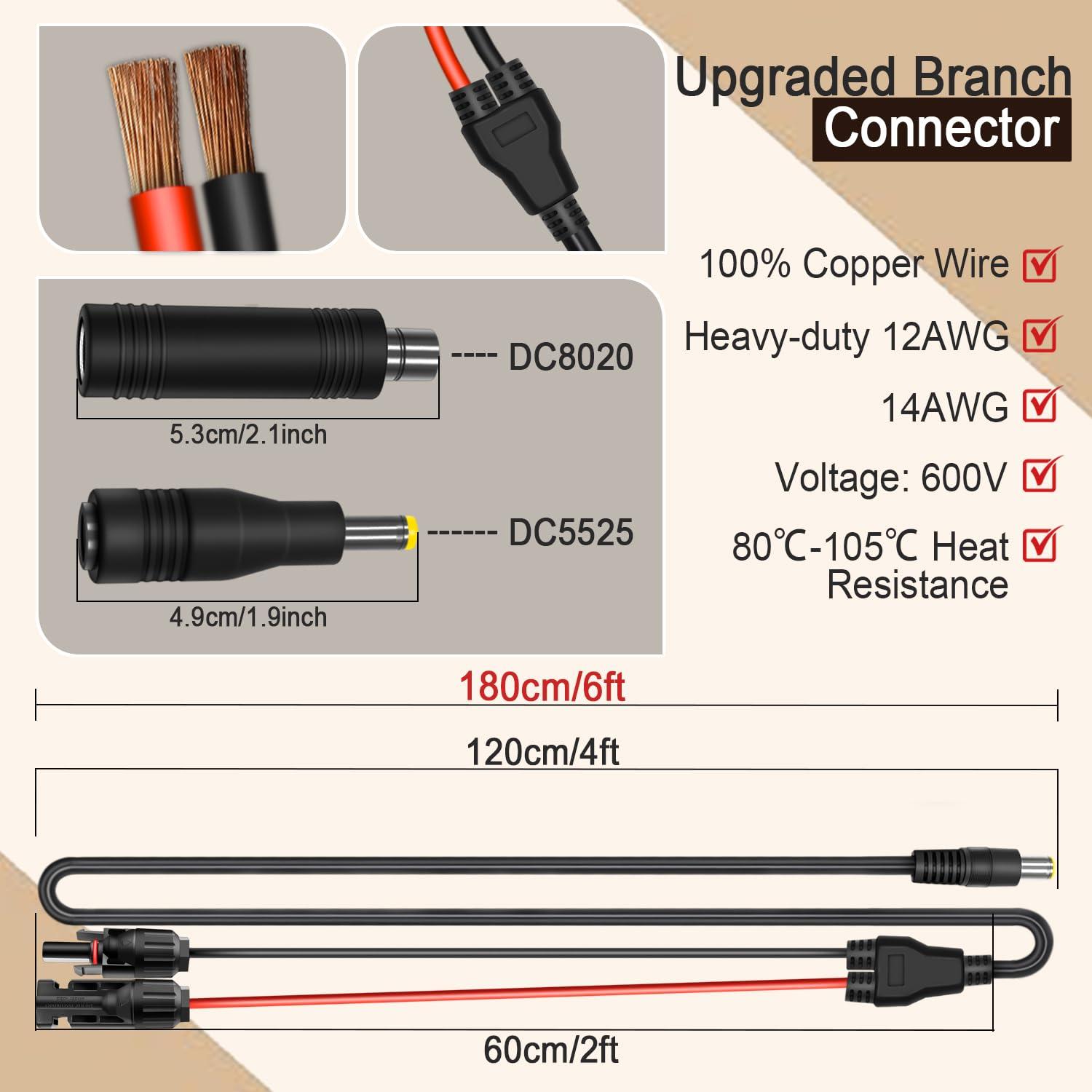 Adaptador Solar COMeap MC4 a DC 8mm 1.8m para Generadores
