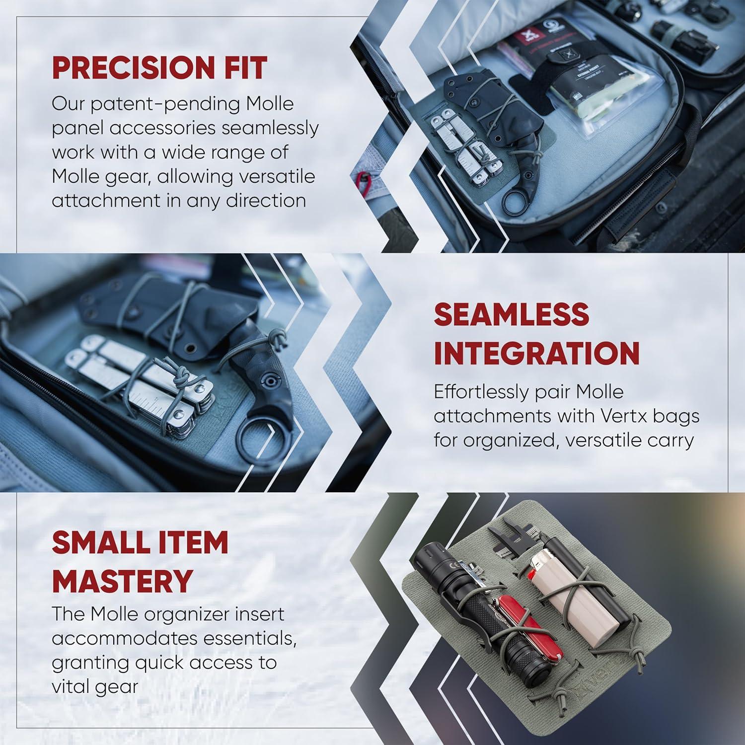 Vertx MAP Admin Double Compatible Molle System Organizer Insert Patch Panel Accessories Attachment for Tactical Backpack Bag, Flashlight and Tool Accessory Holder