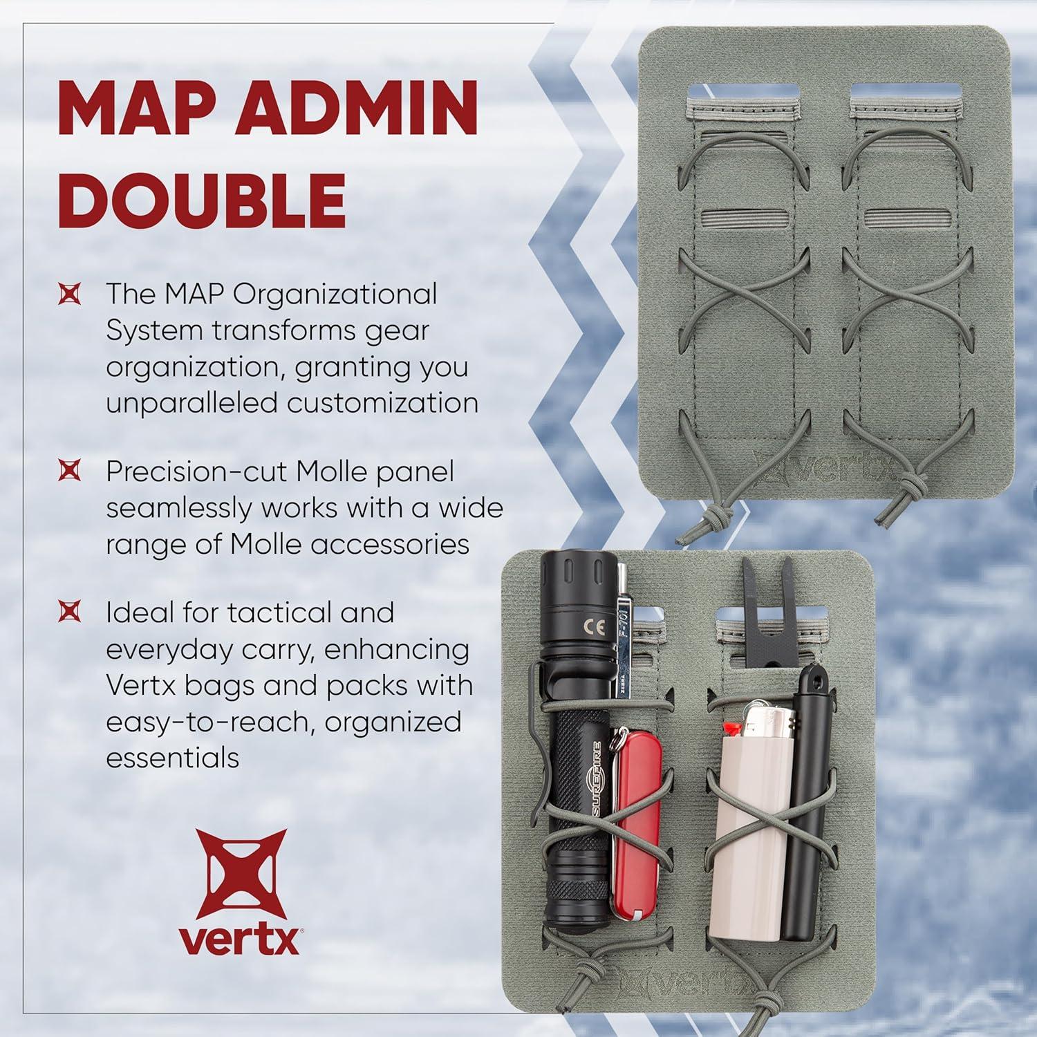 Vertx MAP Admin Double Compatible Molle System Organizer Insert Patch Panel Accessories Attachment for Tactical Backpack Bag, Flashlight and Tool Accessory Holder