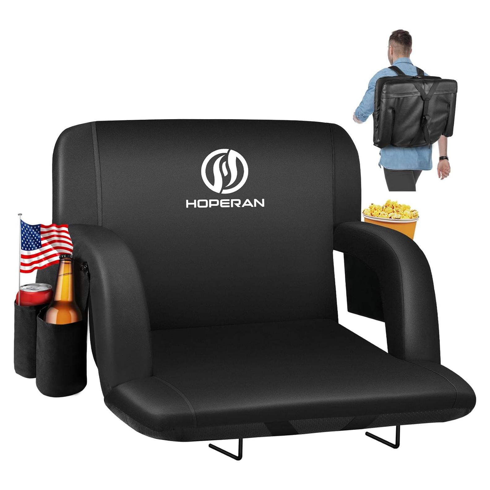 Asiento de Estadio HOPERAN Plegable 23" Negro Impermeable