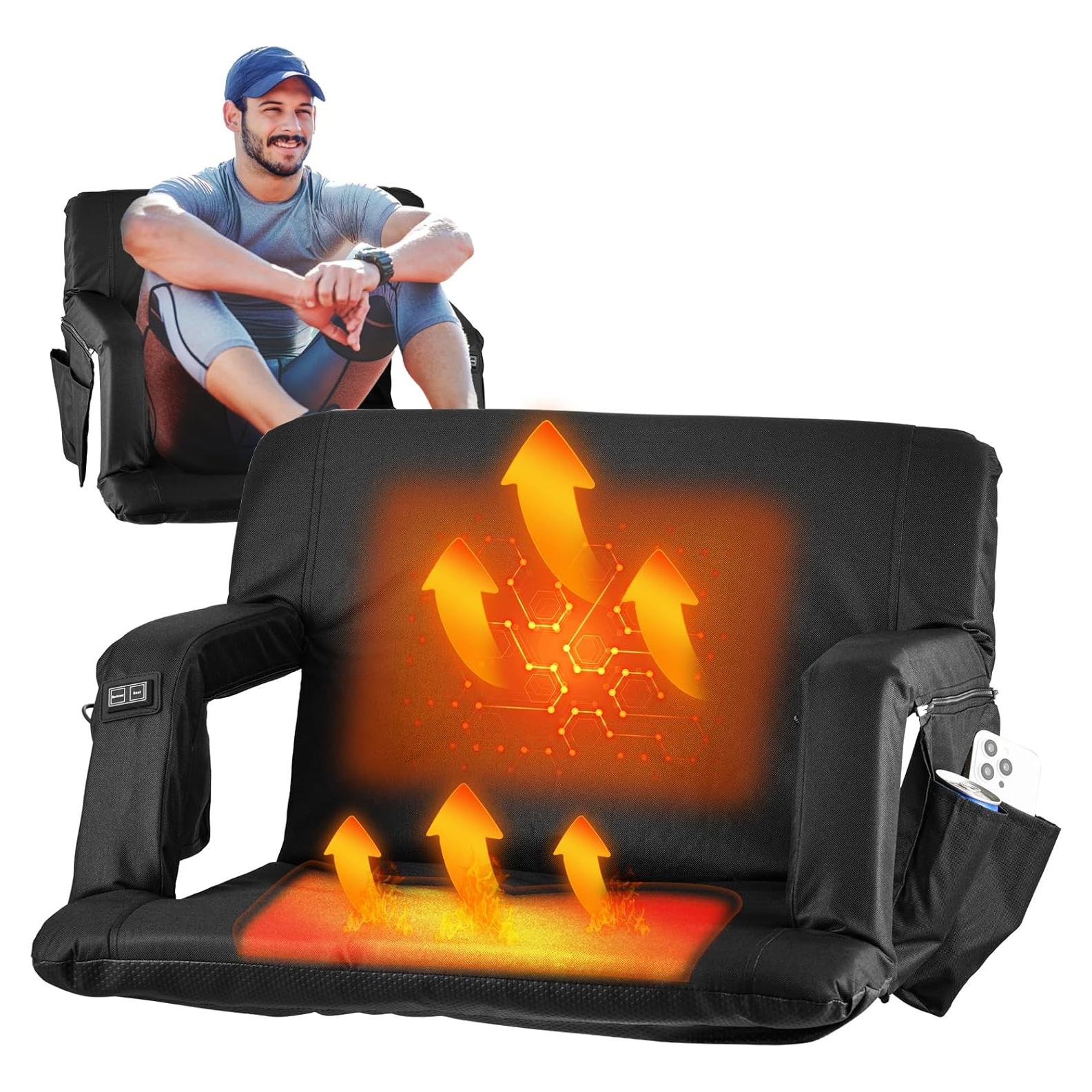 Silla de Estadio Calentada Leanandrio con Respaldo y 6 Posiciones