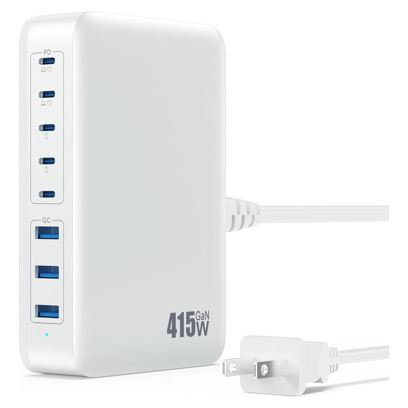 Cargador USB C 415W Kioson Estación Carga Rápida 8 Puertos