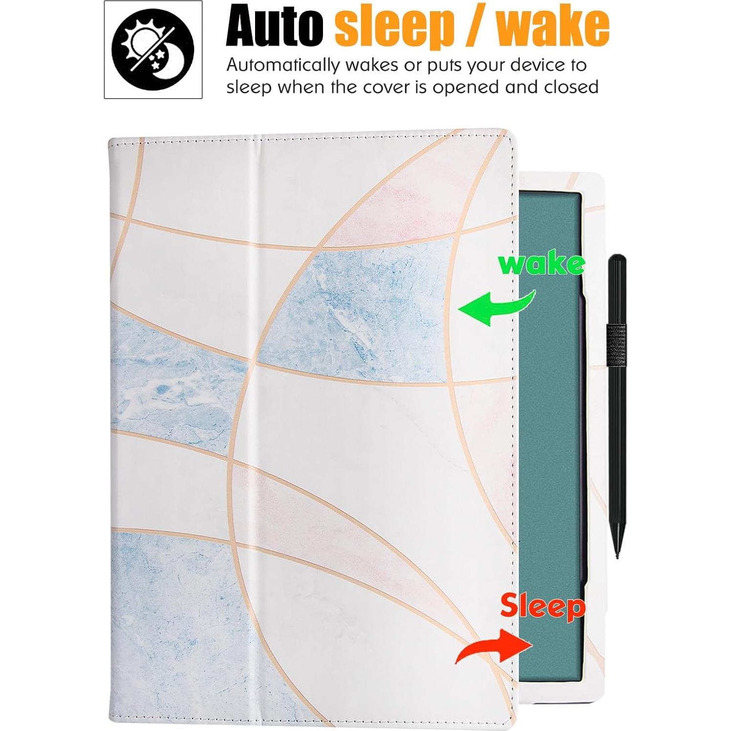 Funda de soporte BOZHUORUI para tableta ePaper 10.3" Onyx Boox Tab Ultra C Pro - Cuero PU con correa y soporte