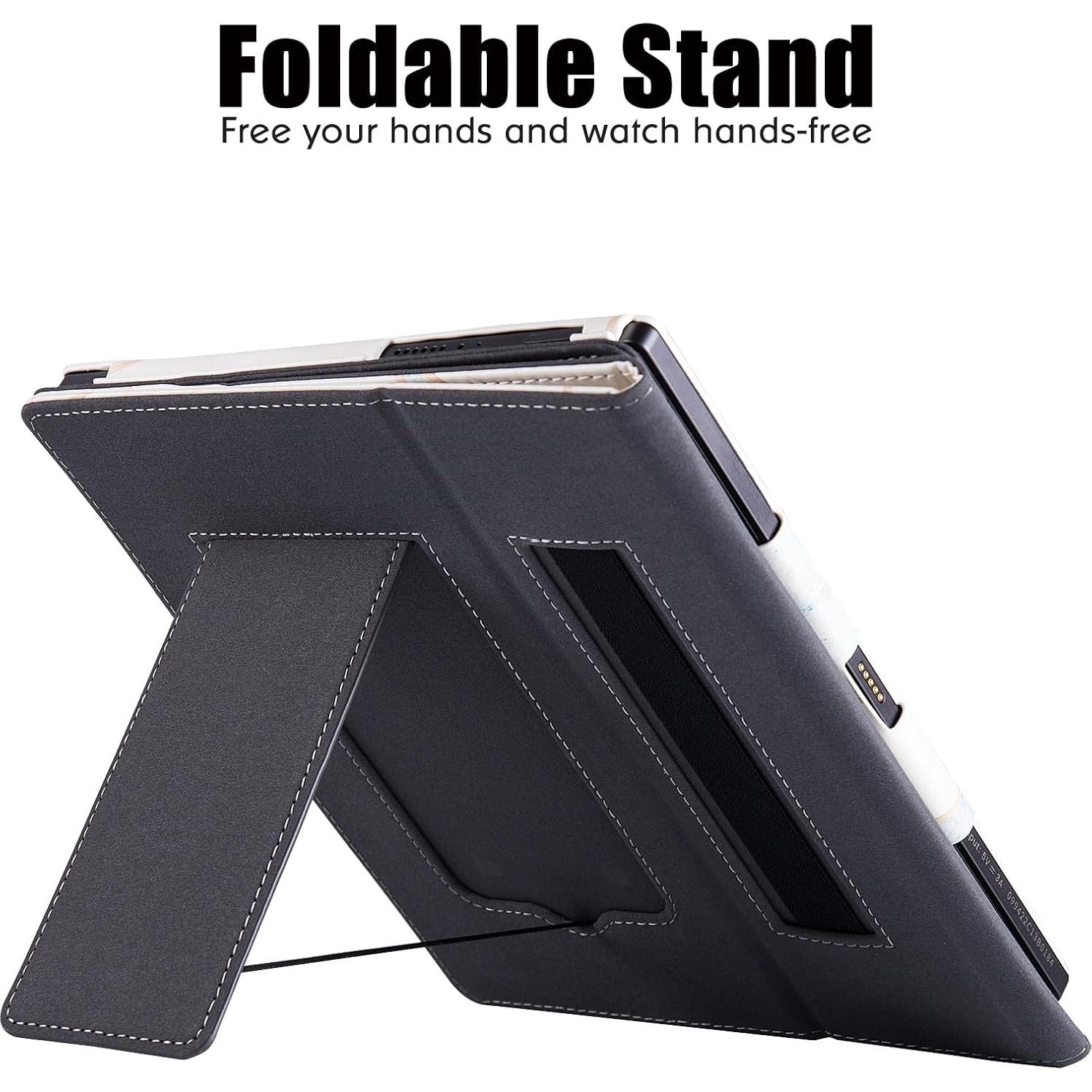 Funda de soporte BOZHUORUI para tableta ePaper 10.3" Onyx Boox Tab Ultra C Pro - Cuero PU con correa y soporte