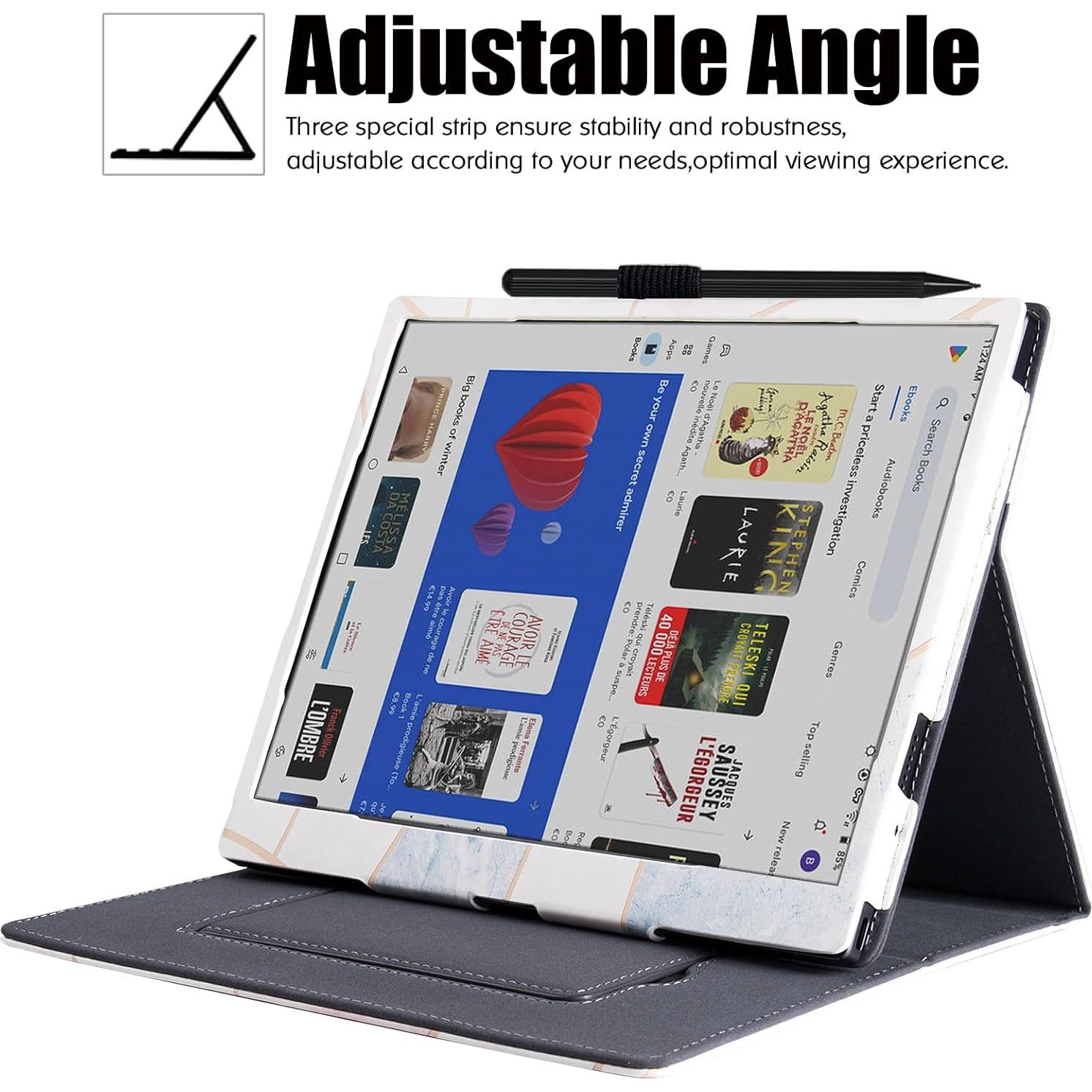 Funda de soporte BOZHUORUI para tableta ePaper 10.3" Onyx Boox Tab Ultra C Pro - Cuero PU con correa y soporte