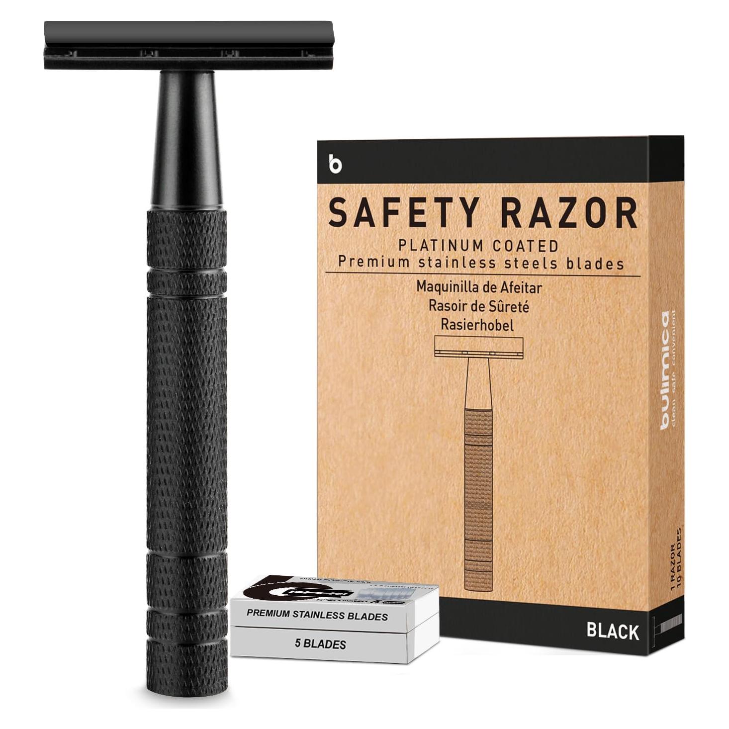 Maquinilla de Seguridad BULIMICA Negra Mate con 10 Cuchillas