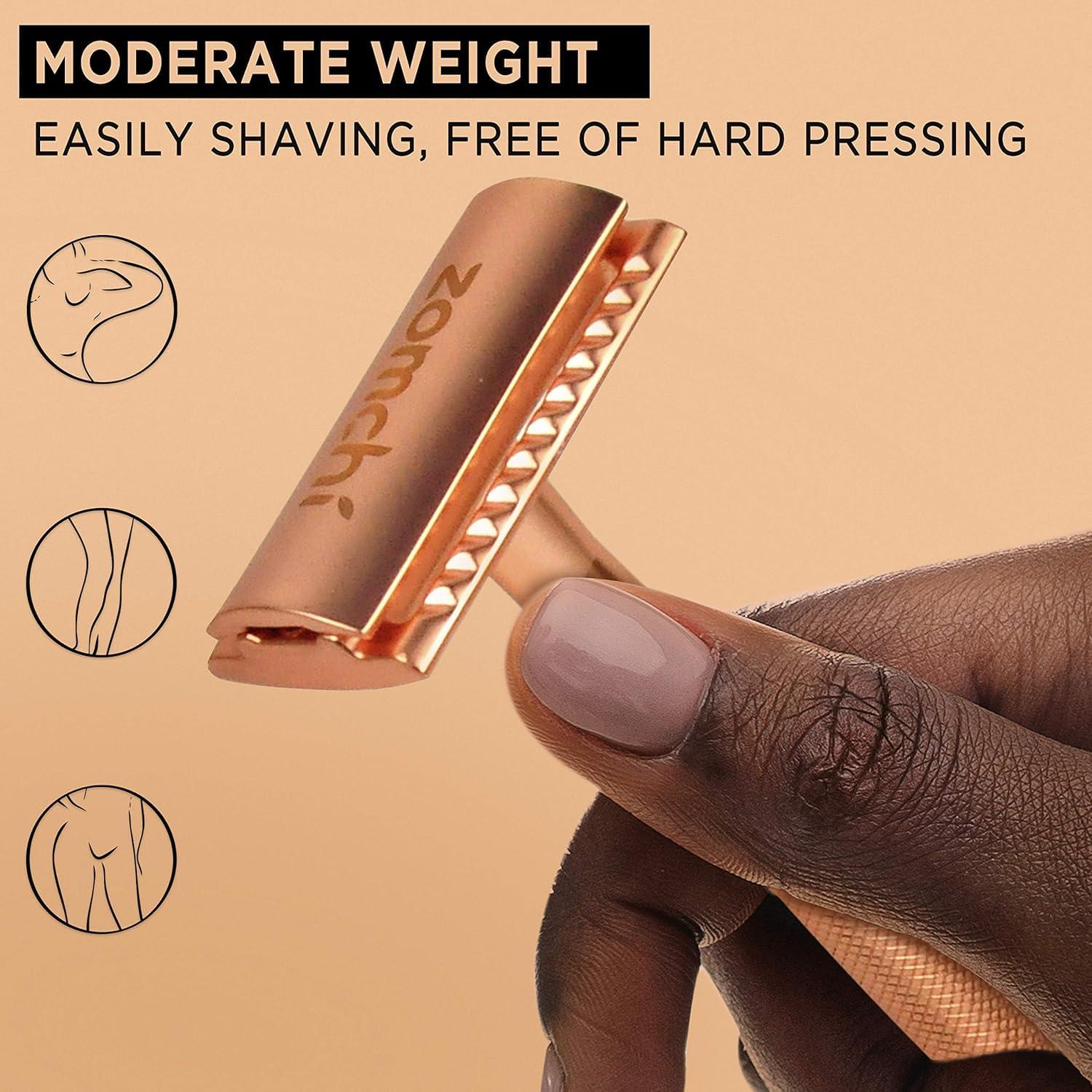 Razor de Seguridad ZOMCHI Oro Rosa con 5 Cuchillas Doble Filo