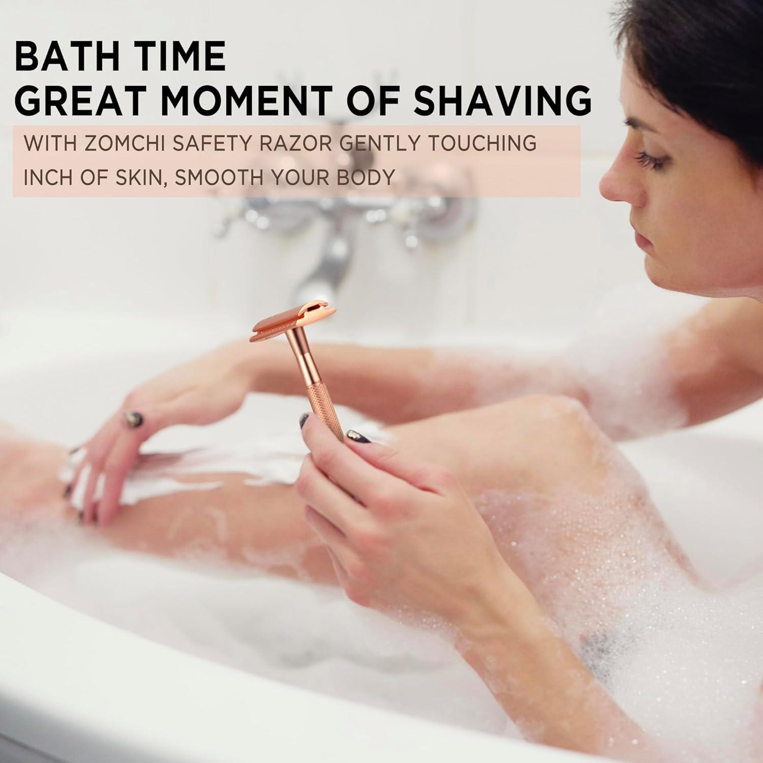 Razor de Seguridad ZOMCHI Oro Rosa con 5 Cuchillas Doble Filo