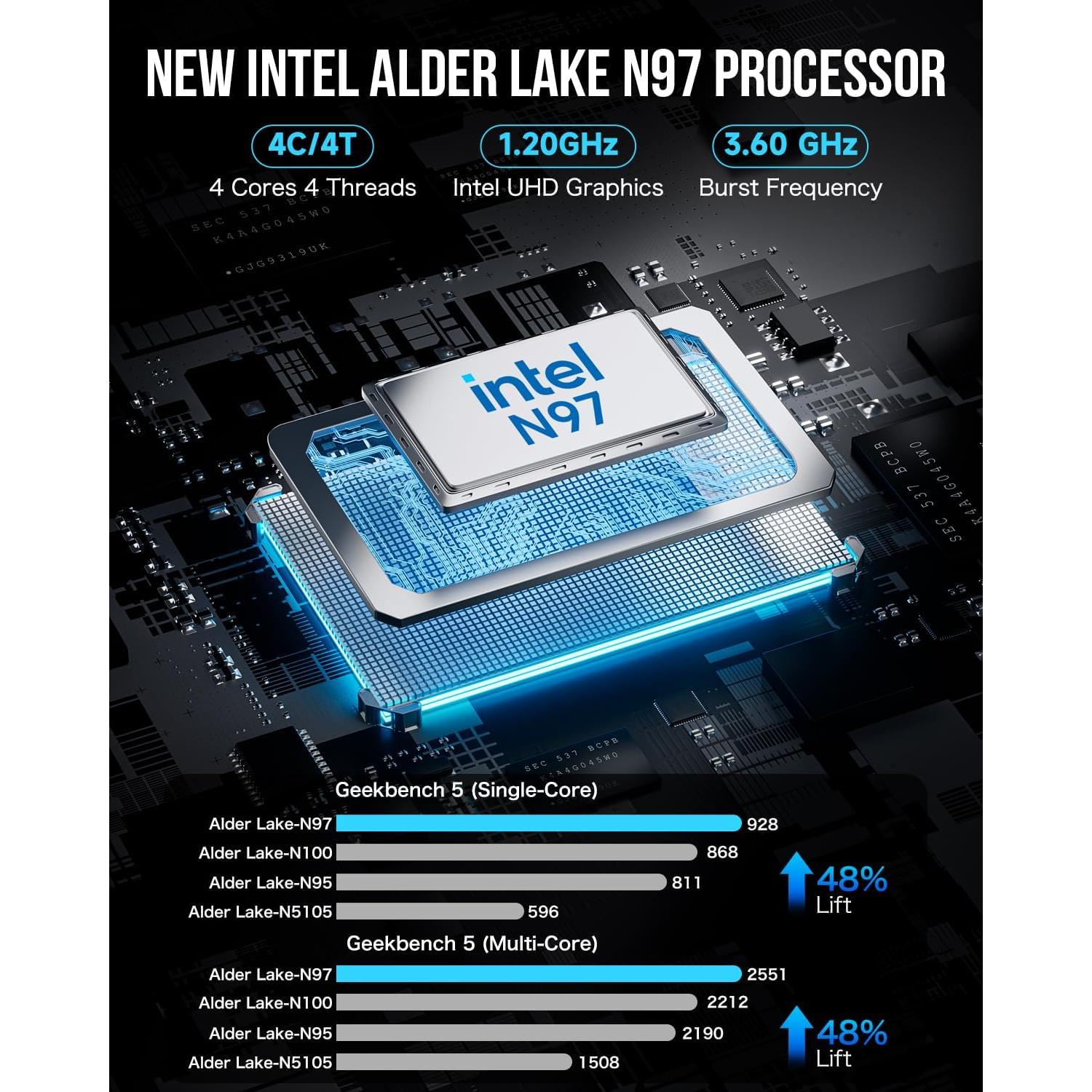 Mini PC GMKtec G5, Intel Alder Lake N97, 12GB RAM, 256GB SSD