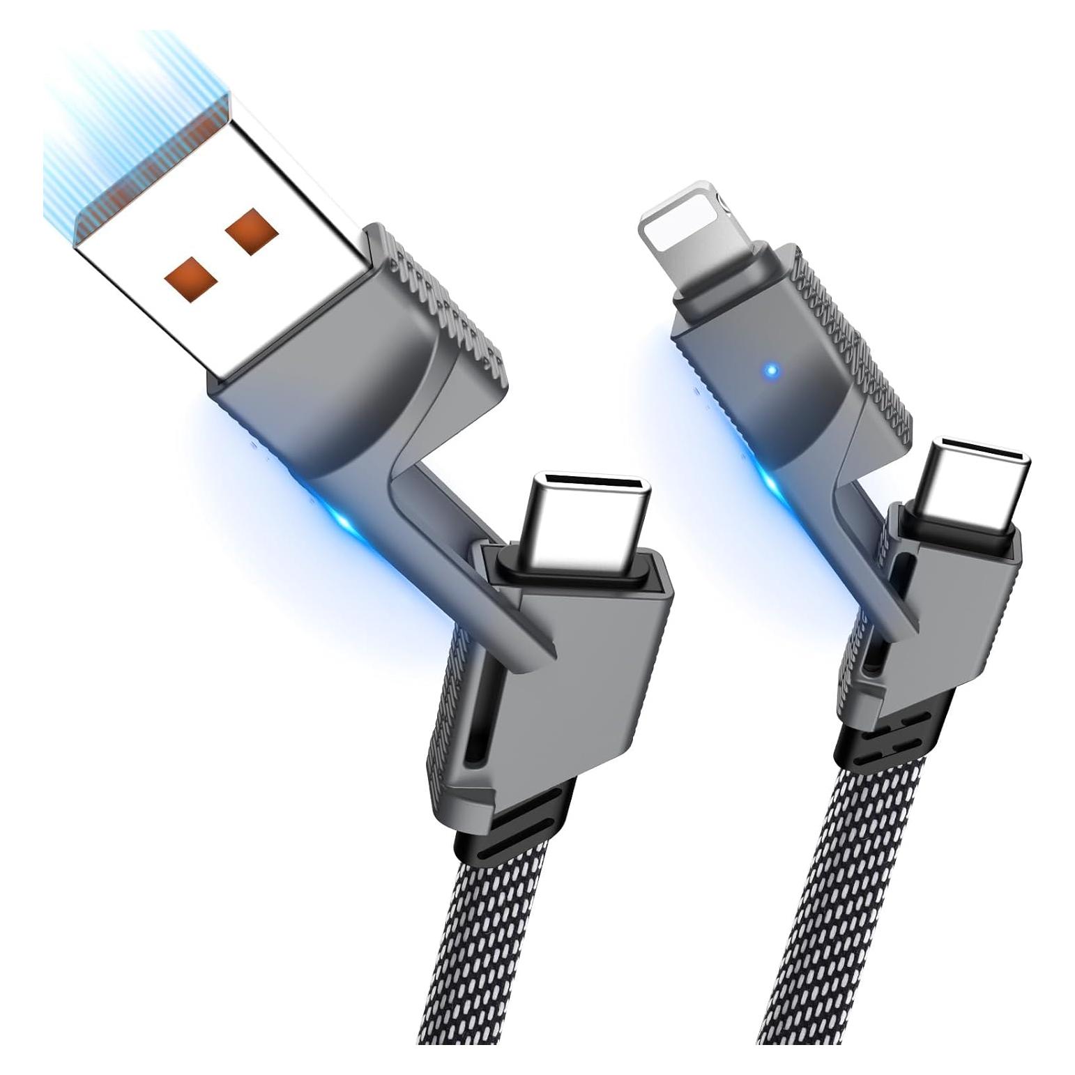 Paquete de 2 Cables USB C 4 en 1 Bobosogo 6FT Carga Rápida 60W