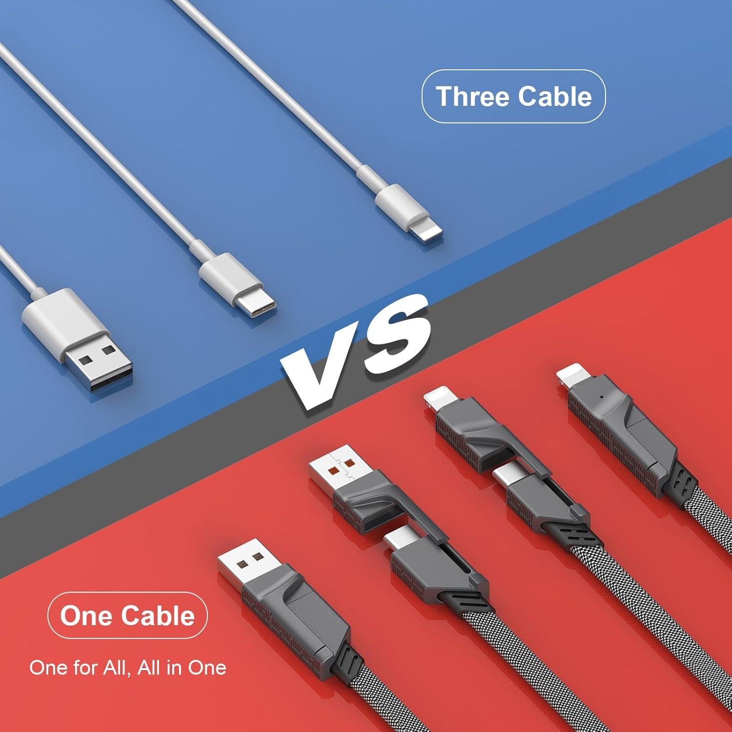 Paquete de 2 Cables USB C 4 en 1 Bobosogo 6FT Carga Rápida 60W