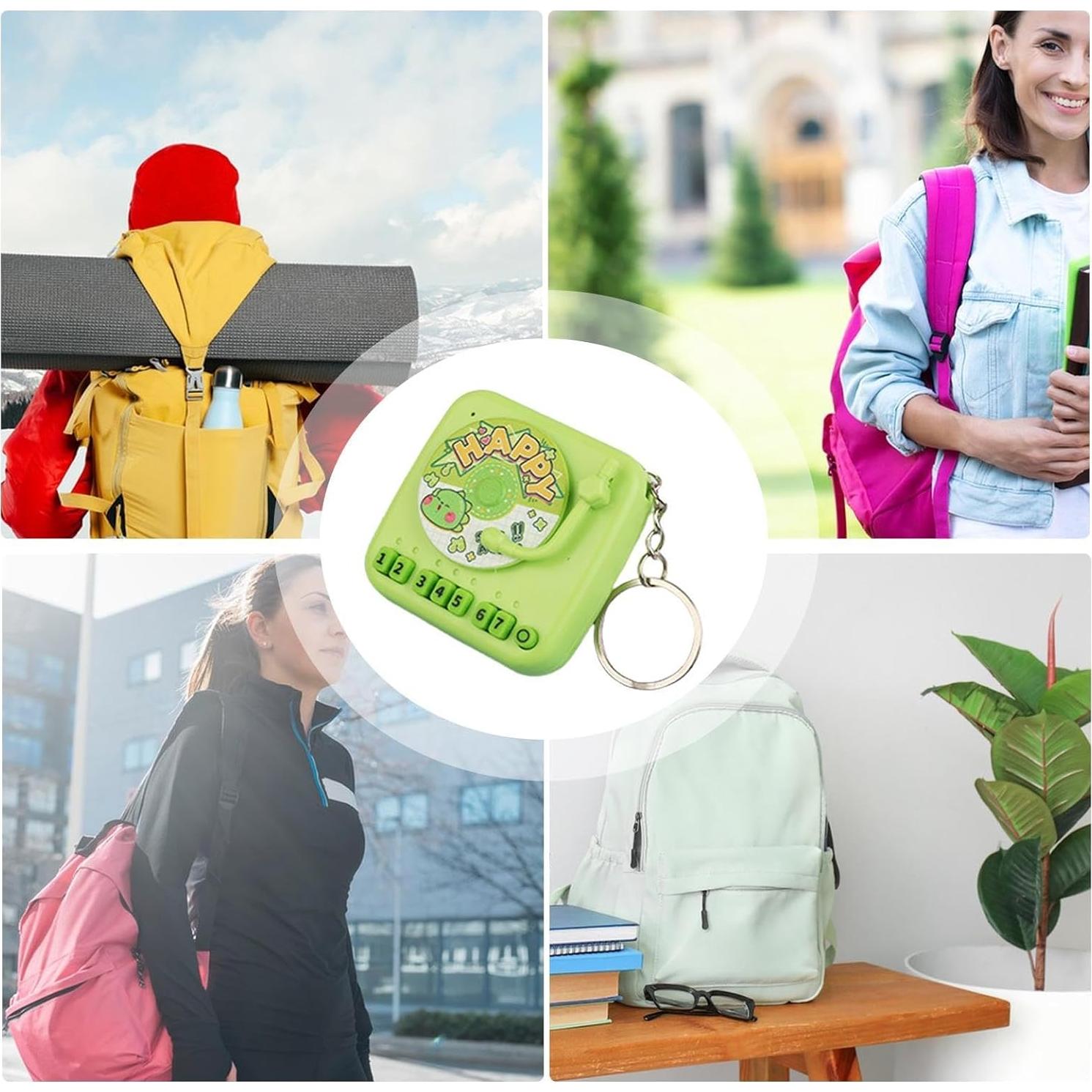 Phonograph Keychain - Gramophone Keychain, Retro Record Player Shape Keyring | Portable Playable Piano Pendant with Sound, Gramophone Keychain Handheld Game for Kids Adults