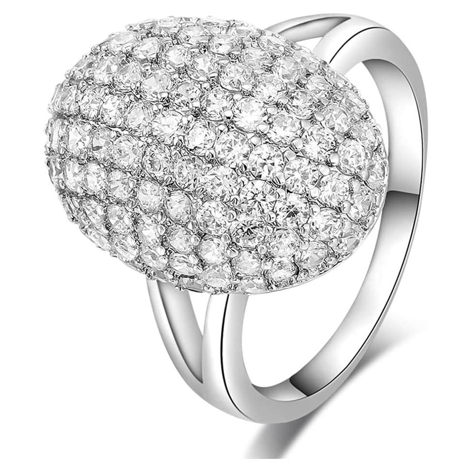 Anillo de Compromiso de Cristal Brillante Bella 7 Plata