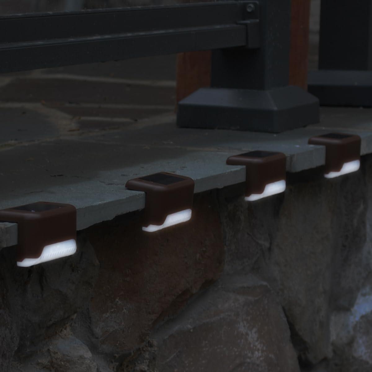 Luces LED solares Maxsa 47332 para Deck y Barandillas, 4 unidades