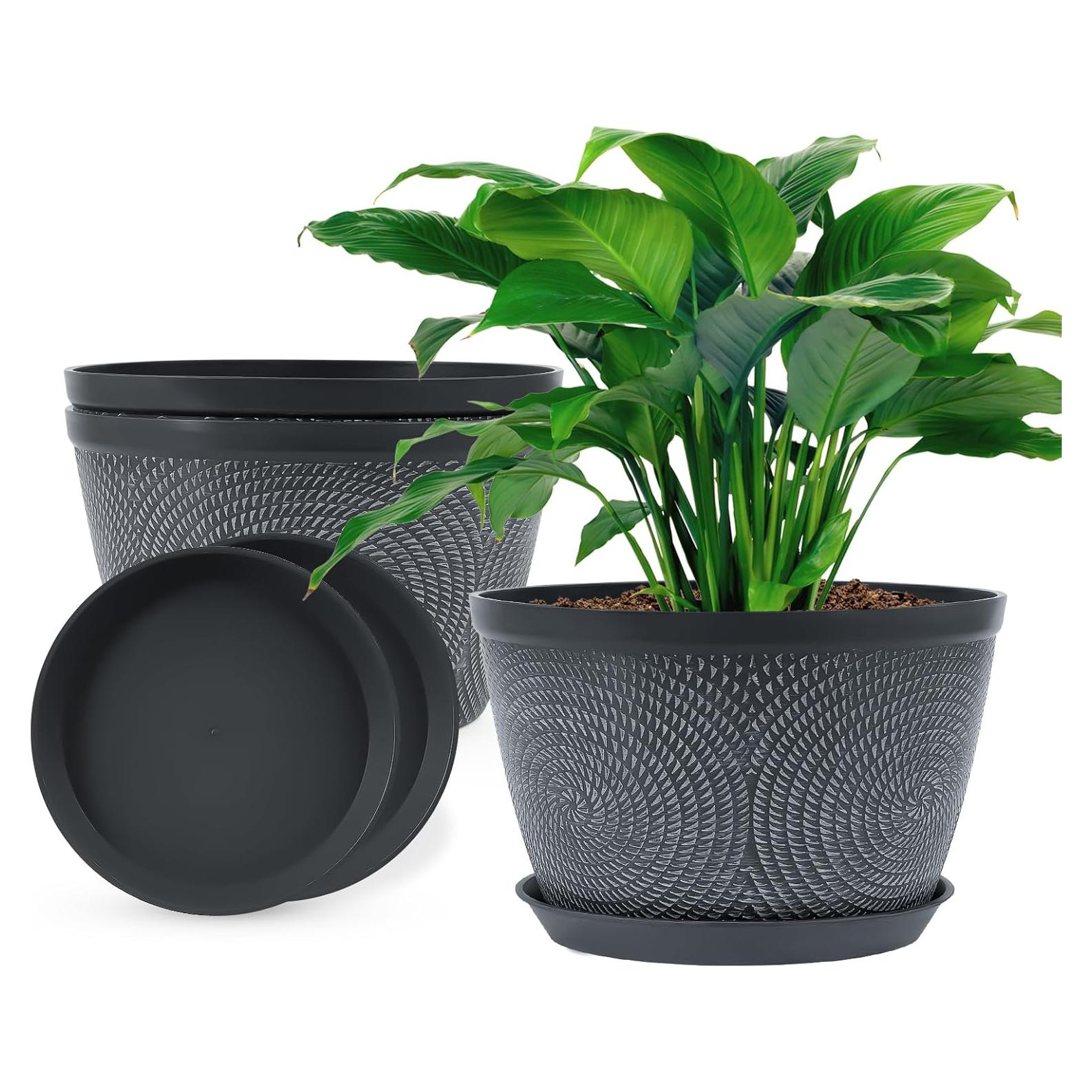 Macetas de Flores Quarut 10 Pulgadas Gris - Paquete de 3