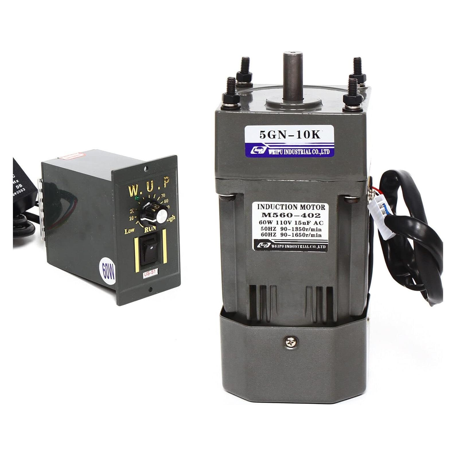 Motor de Engranaje AC 110V 60W Monofásico 0-135RPM 3.8Nm