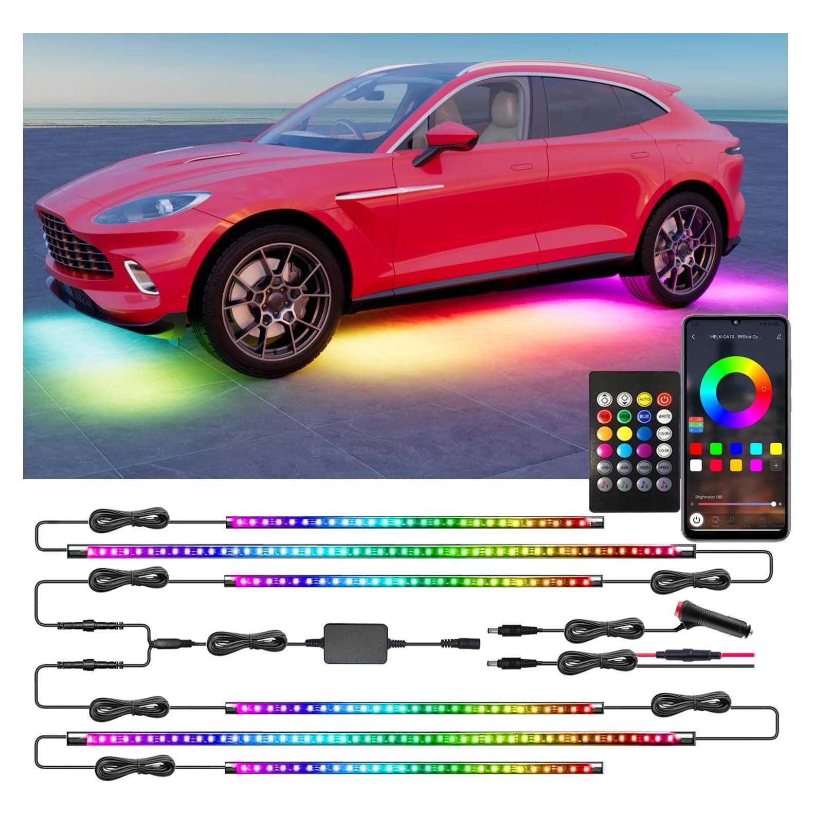 Luces LED Underglow Yielinth YLCUL002, 6 Piezas RGB Impermeables