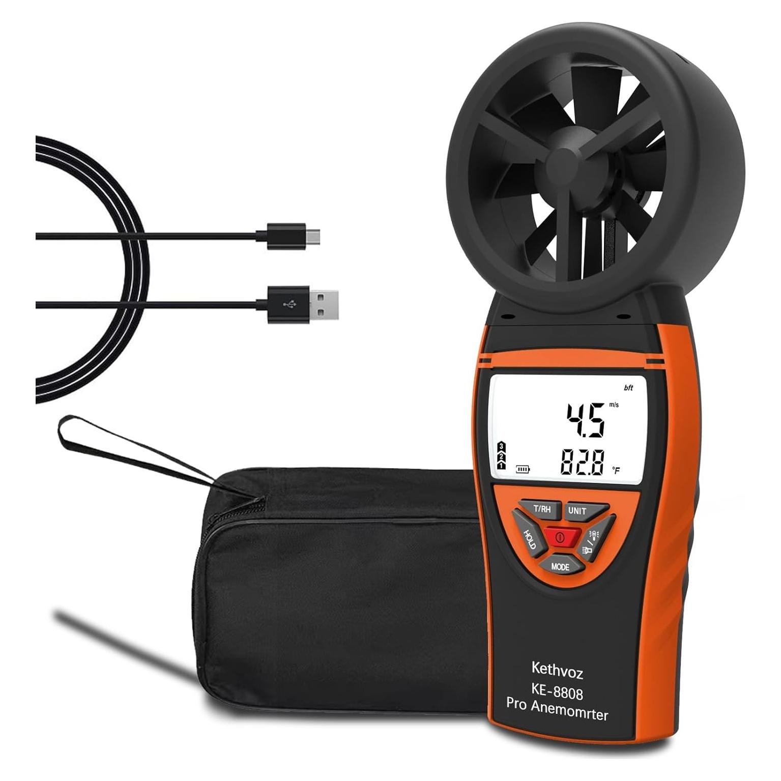 Anemómetro Digital Kethvoz KE-8808 - Medidor de Viento 0.3-30m/s