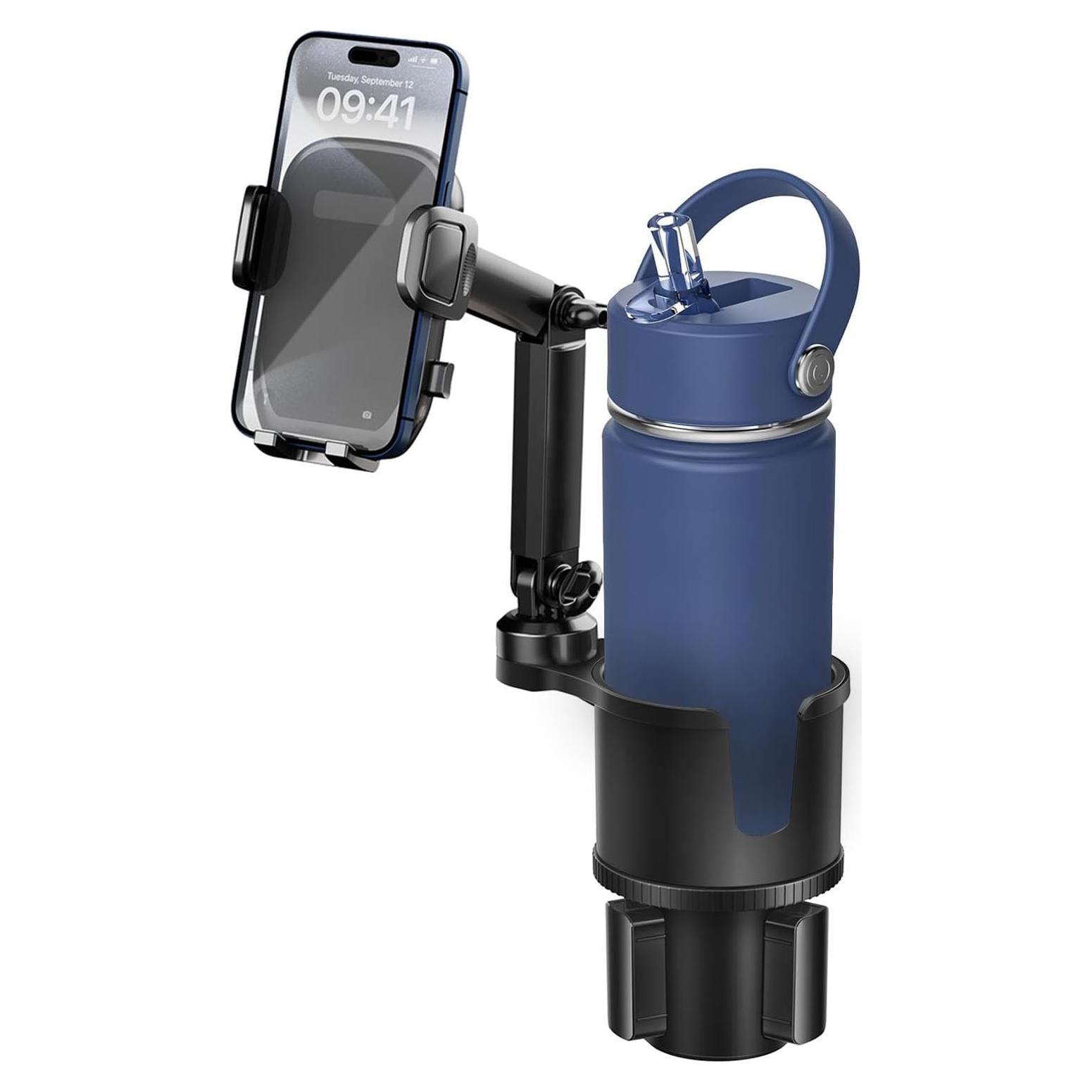 Soporte de taza para teléfono Easkkty 2 en 1 ajustable negro