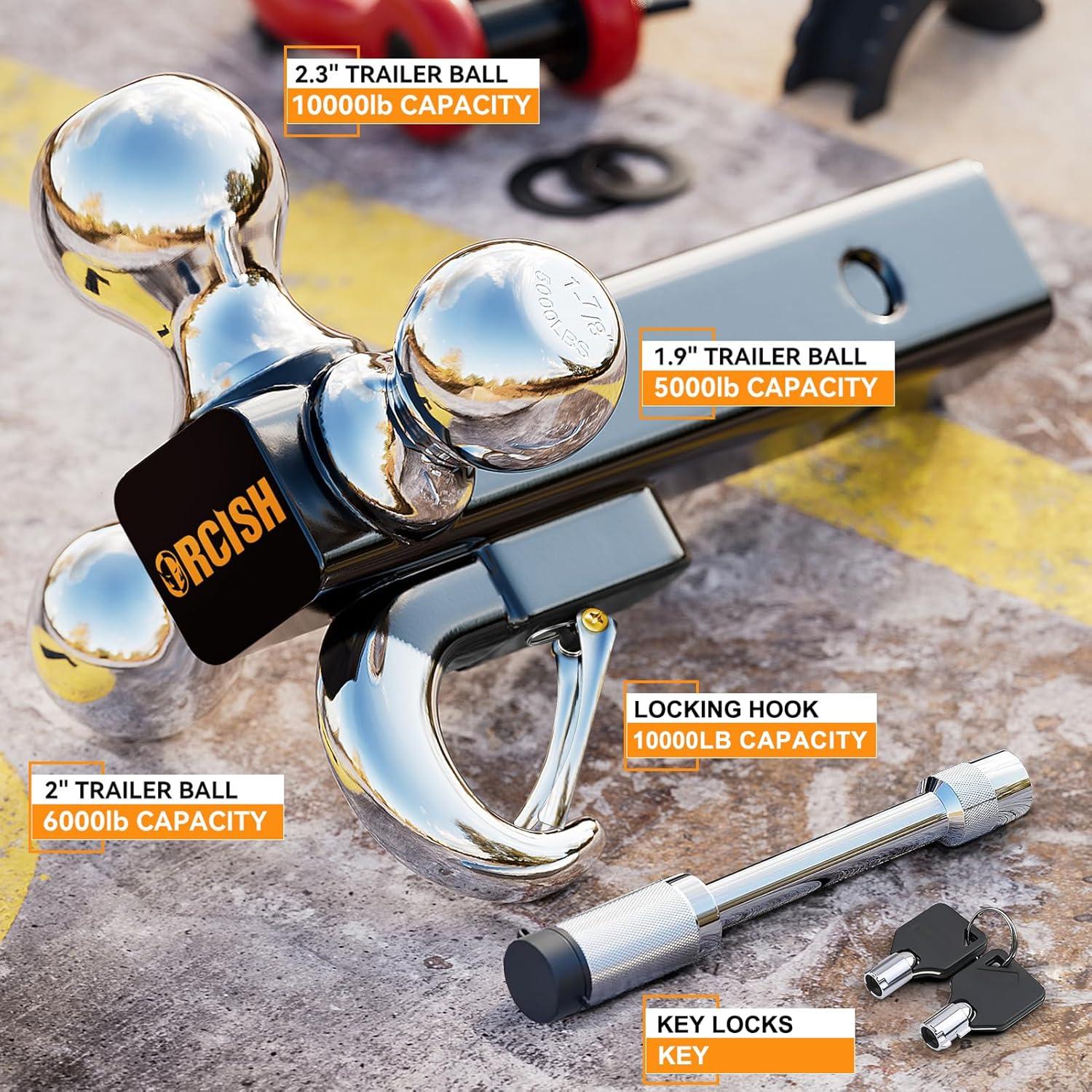 Soporte de Remolque ORCISH Tri-Bola 3 en 1 con Gancho