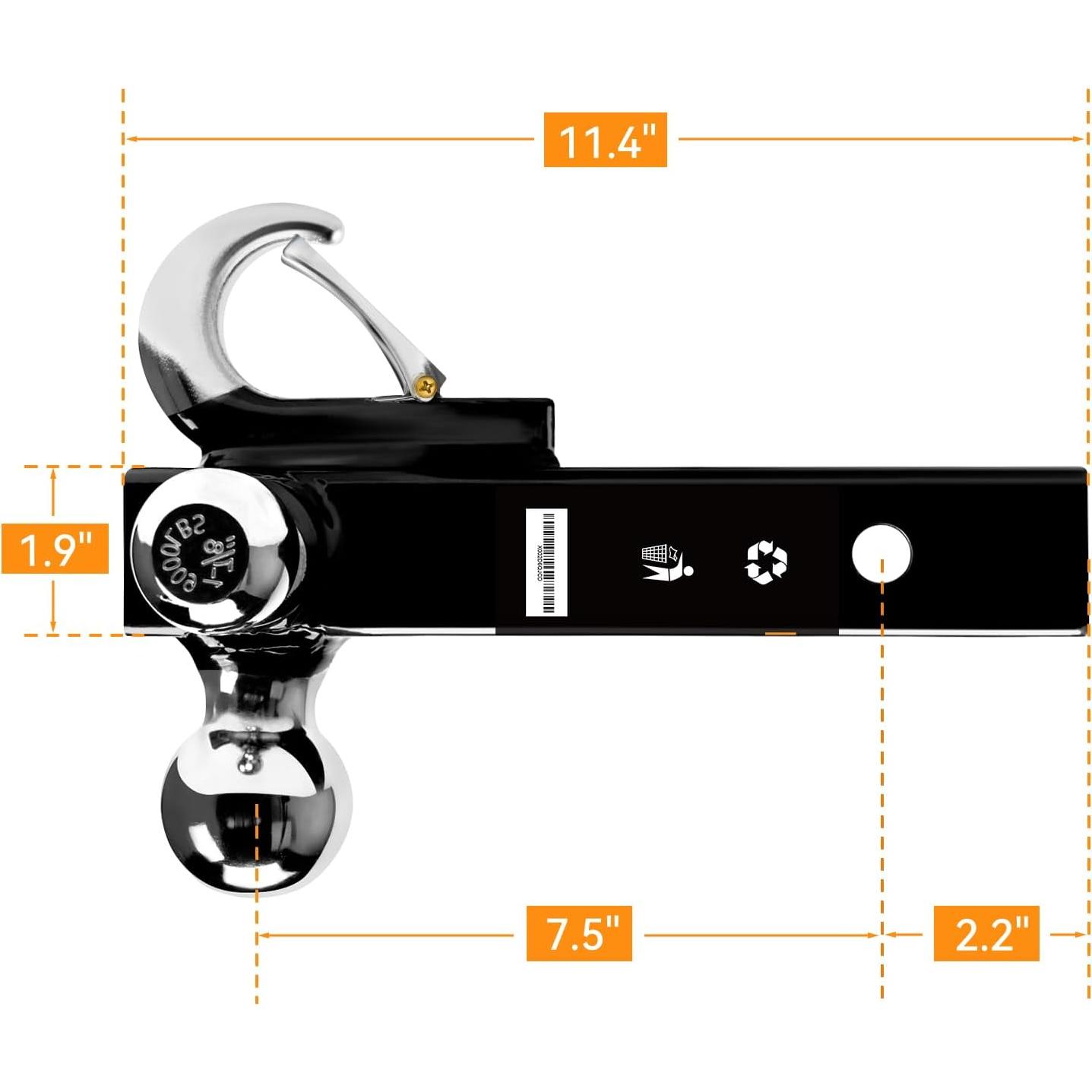 Soporte de Remolque ORCISH Tri-Bola 3 en 1 con Gancho